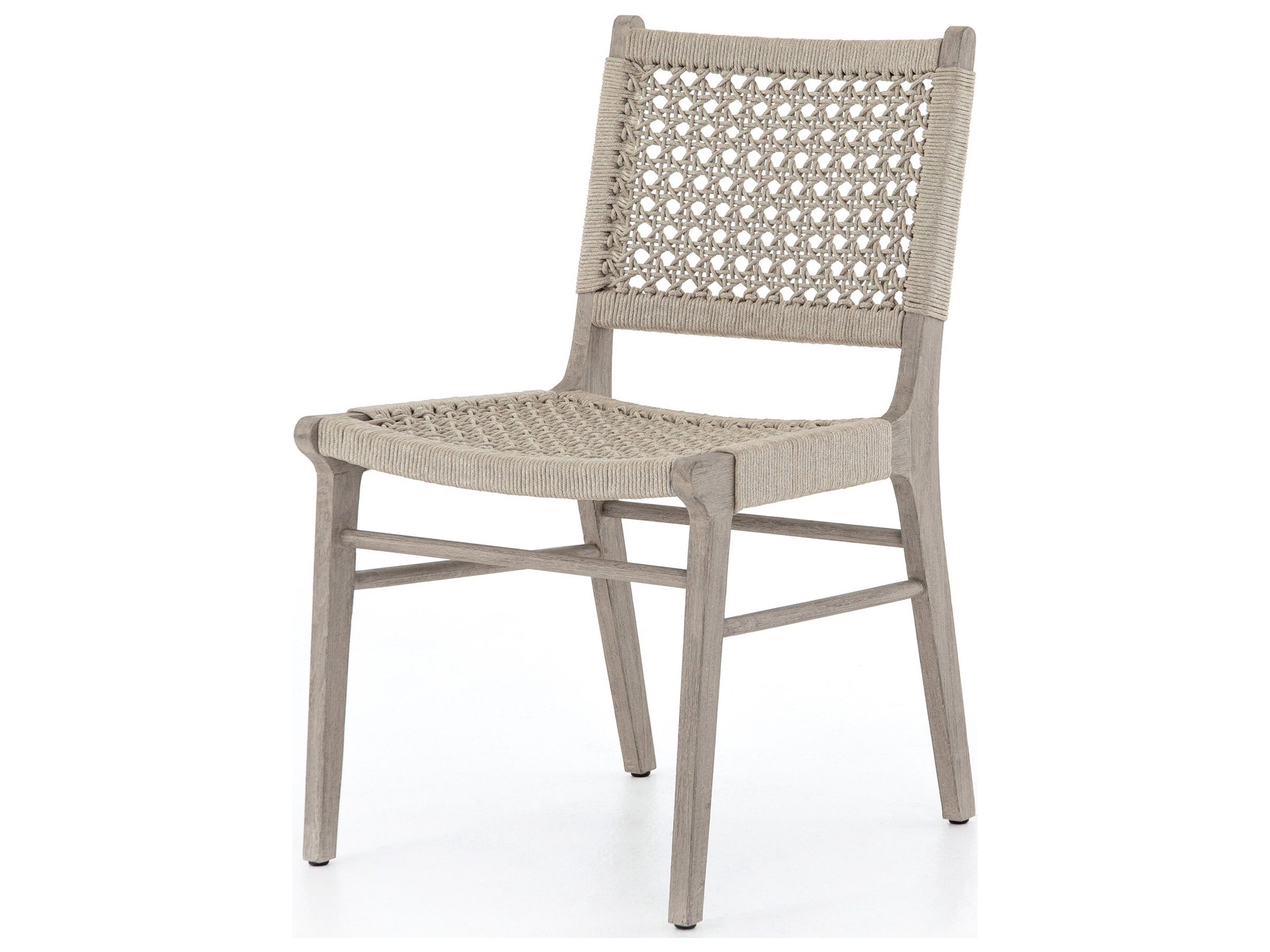Four Hands Outdoor Solano Ivory Rope / Weathered Grey Teak Dining Chair