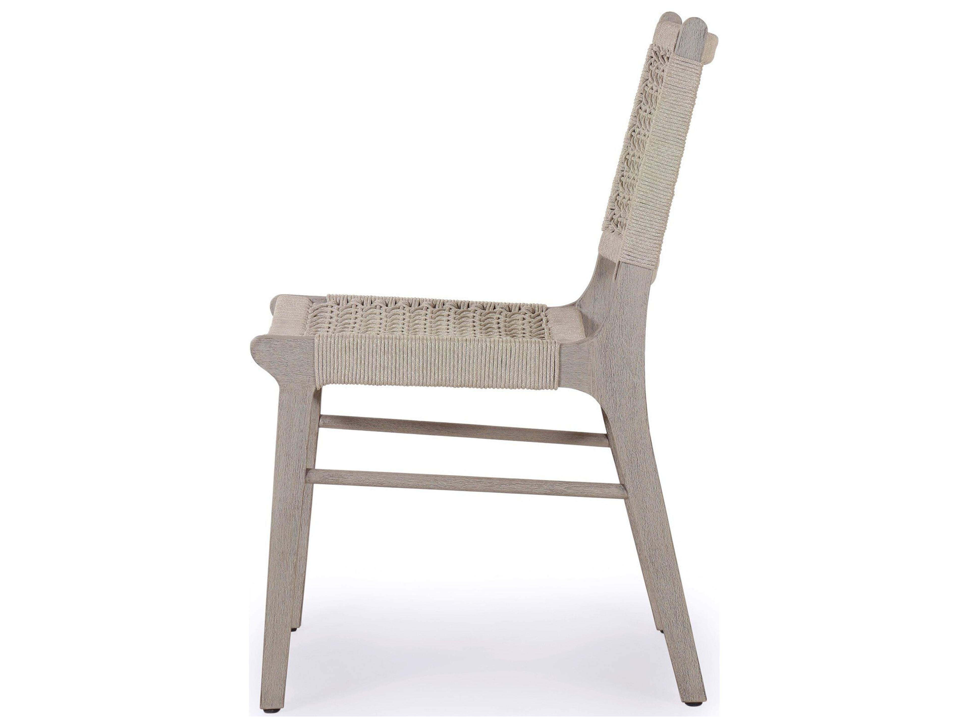 Four Hands Outdoor Solano Ivory Rope / Weathered Grey Teak Dining Chair