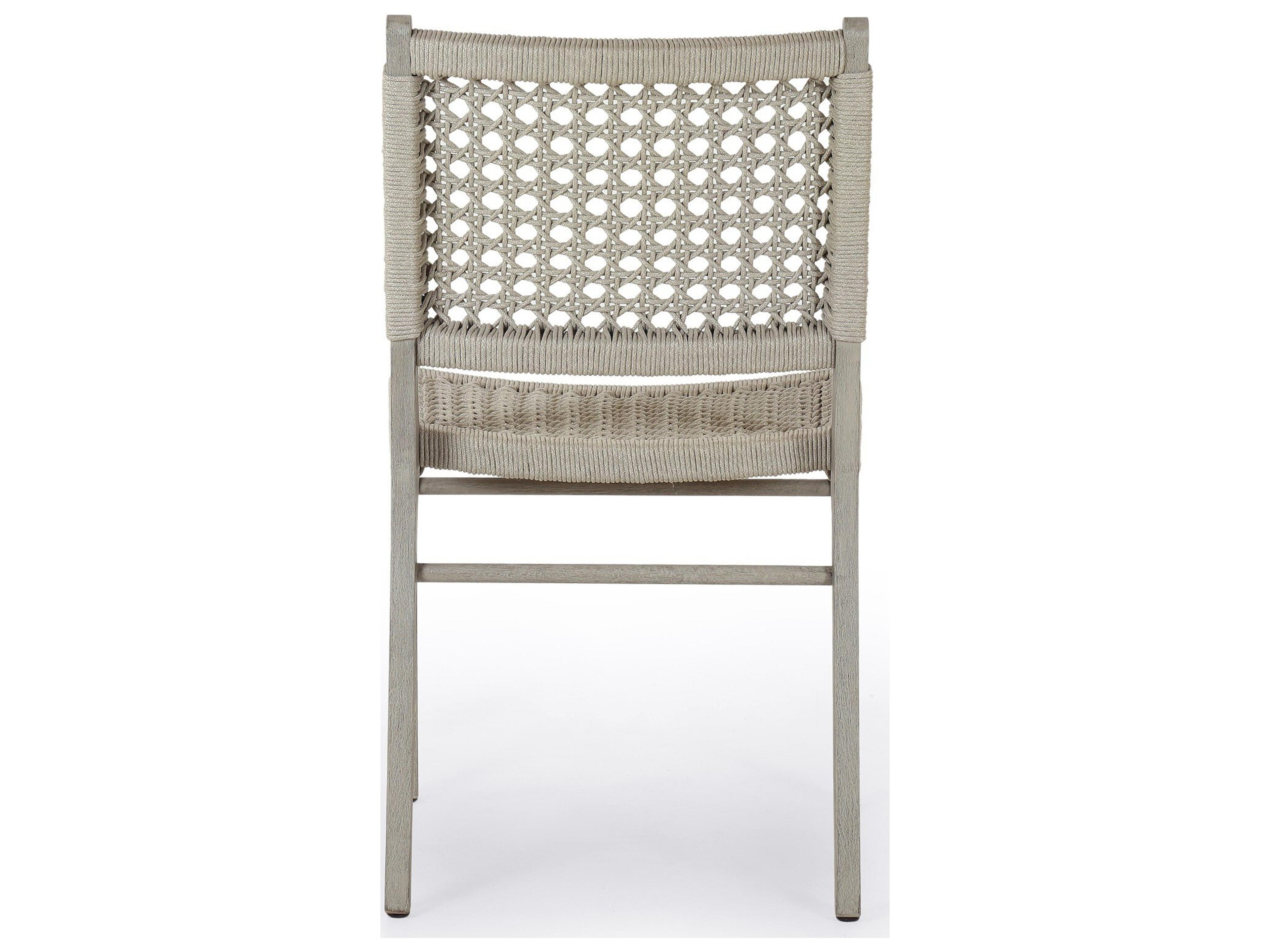 Four Hands Outdoor Solano Ivory Rope / Weathered Grey Teak Dining Chair