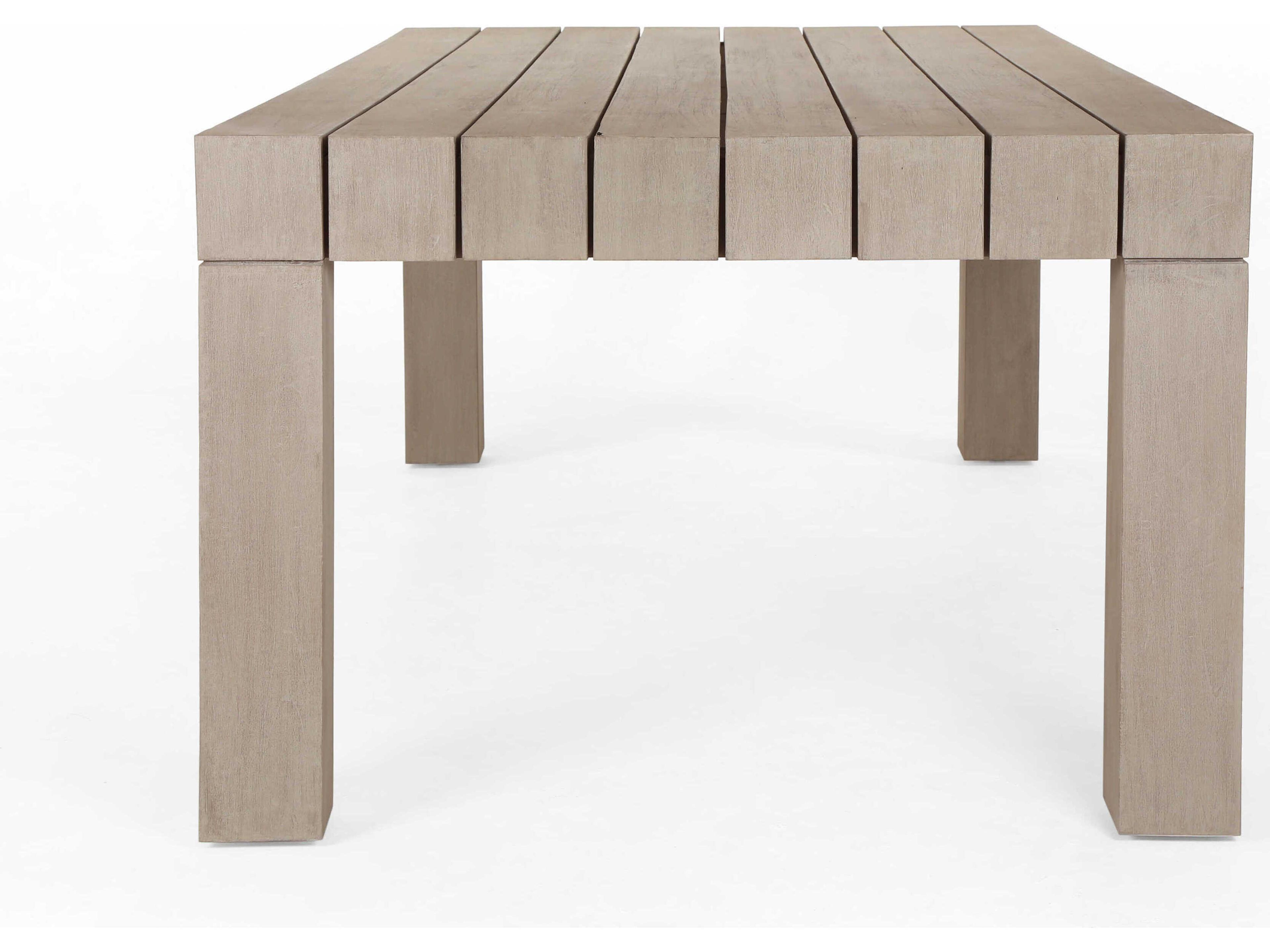 Luxecor Globetrotter Outdoor Washed Brown Teak Rectangular Dining Table