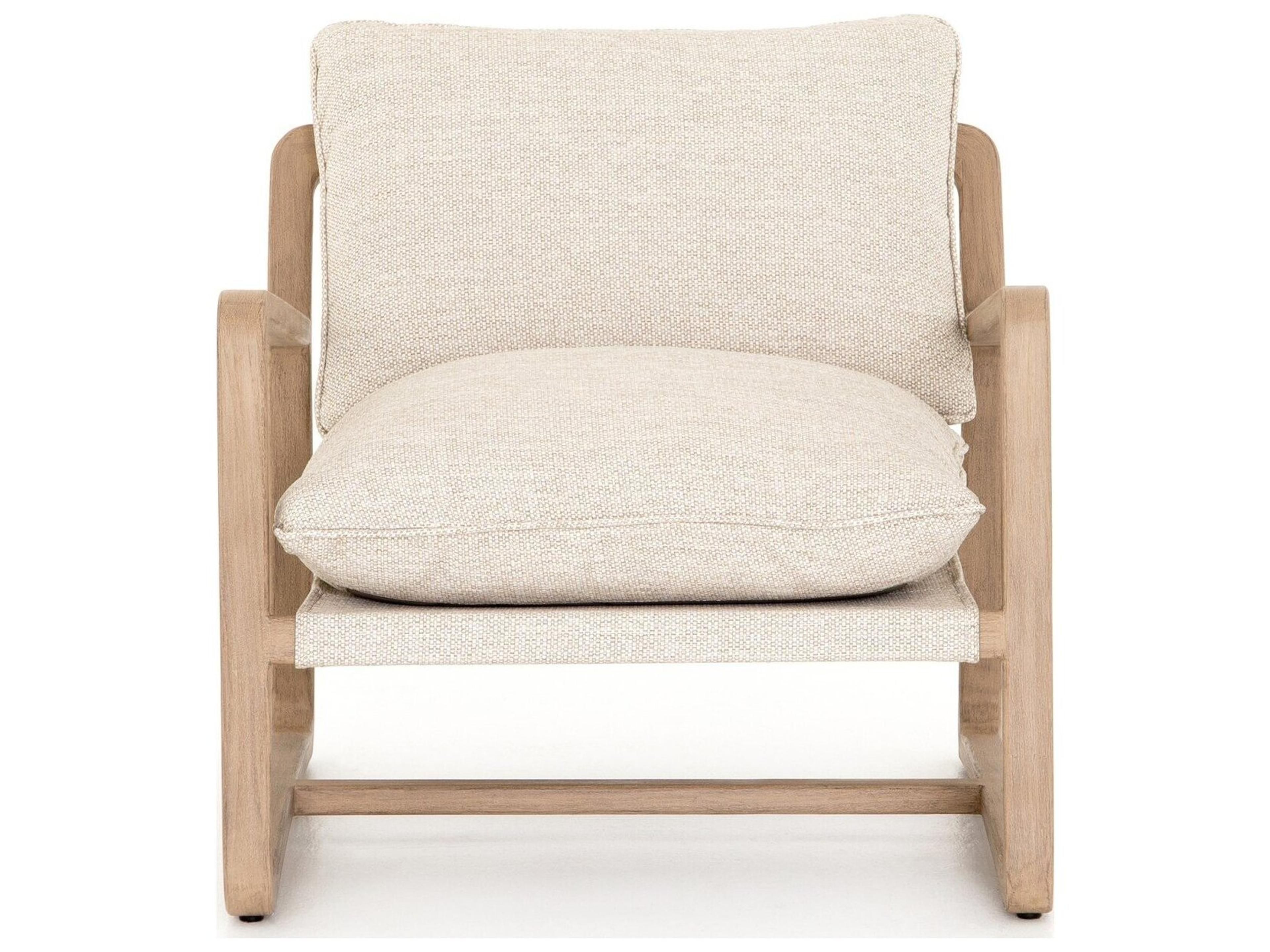 Four Hands Outdoor Solano Washed Brown Teak Lounge Chair with Faye Sand Cushion