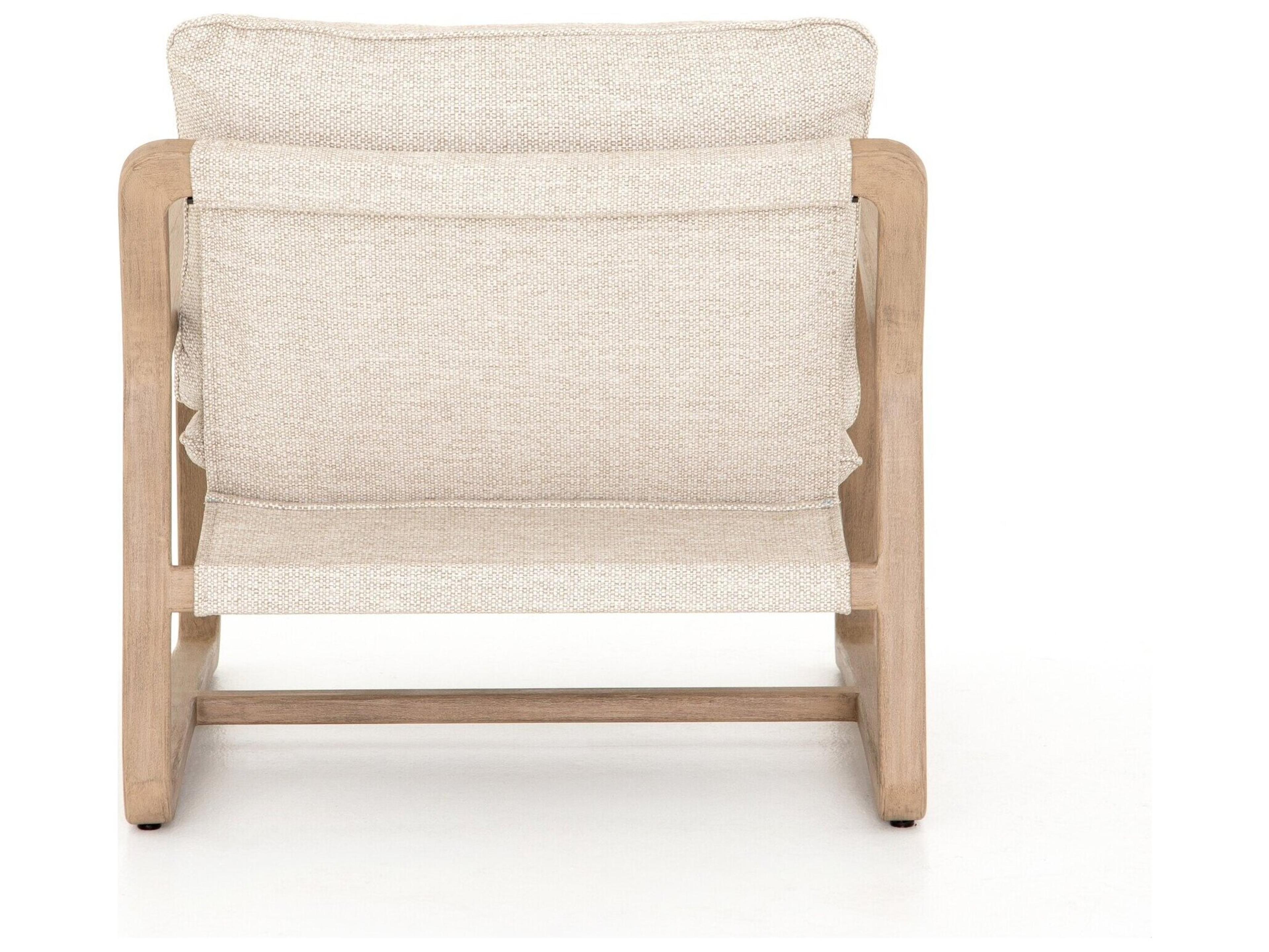 Luxecor Globetrotter Outdoor Washed Brown Teak Lounge Chair with Faye Sand Cushion