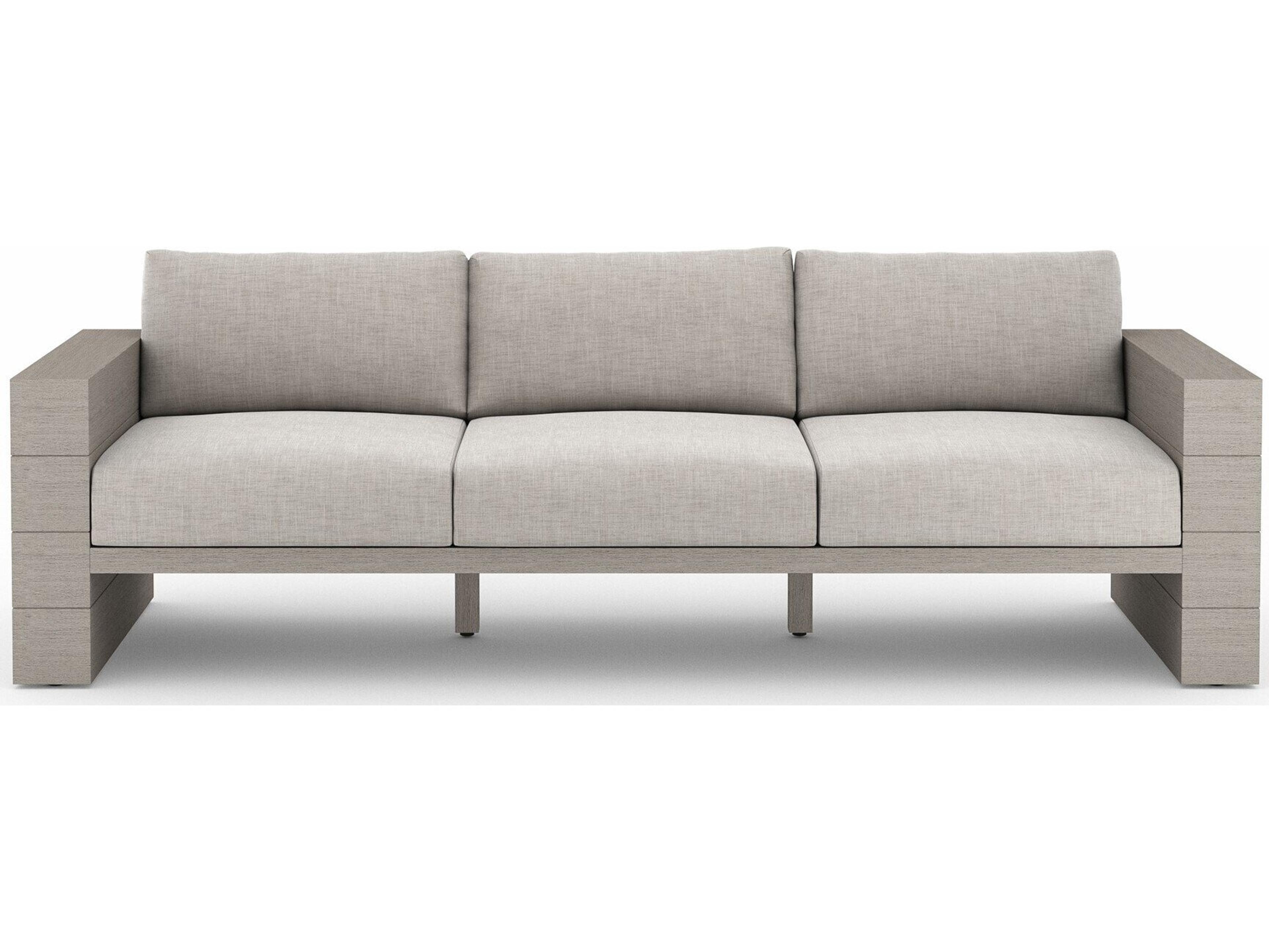 Globetrotter Outdoor Leroy Weathered Teak Cushion Sofa in Stone Grey