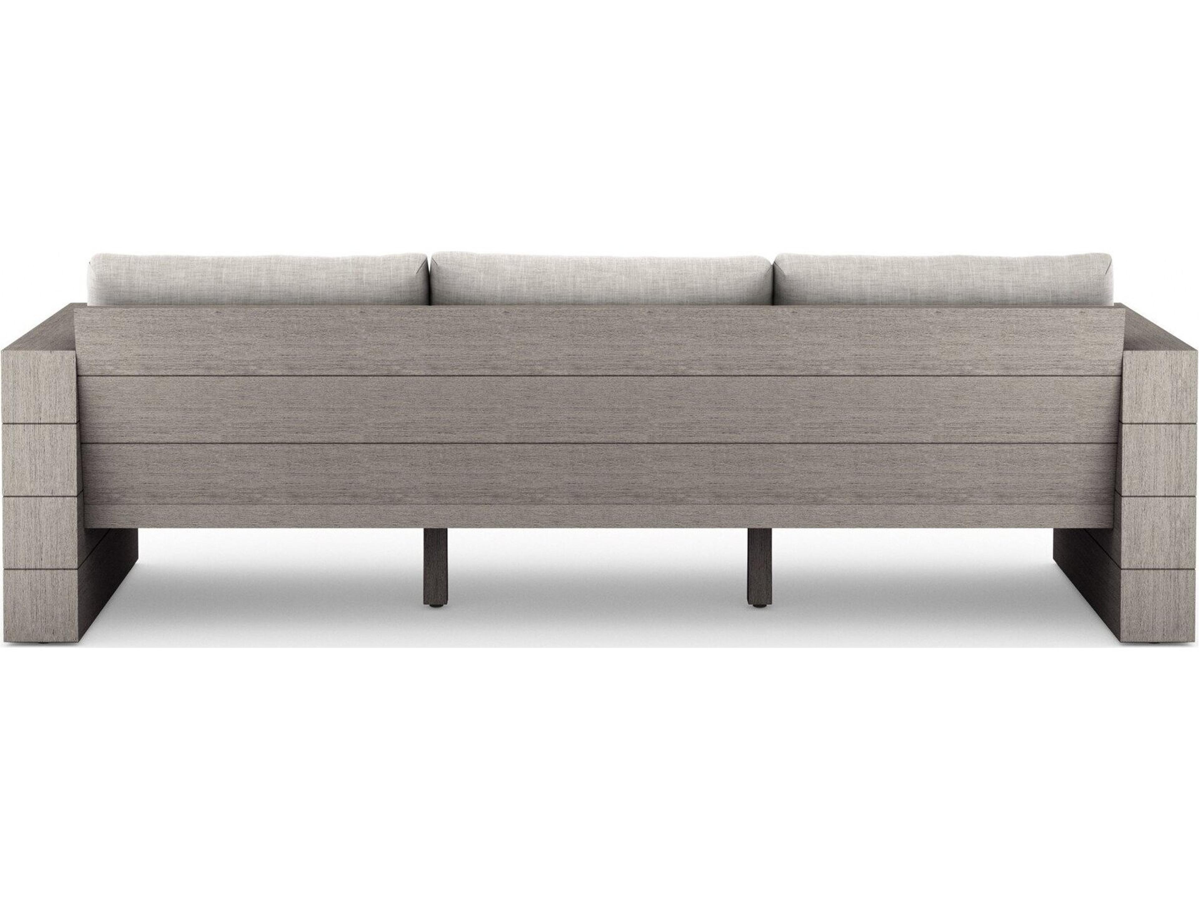 Luxecor Globetrotter Outdoor Leroy Weathered Teak Cushion Sofa in Stone Grey