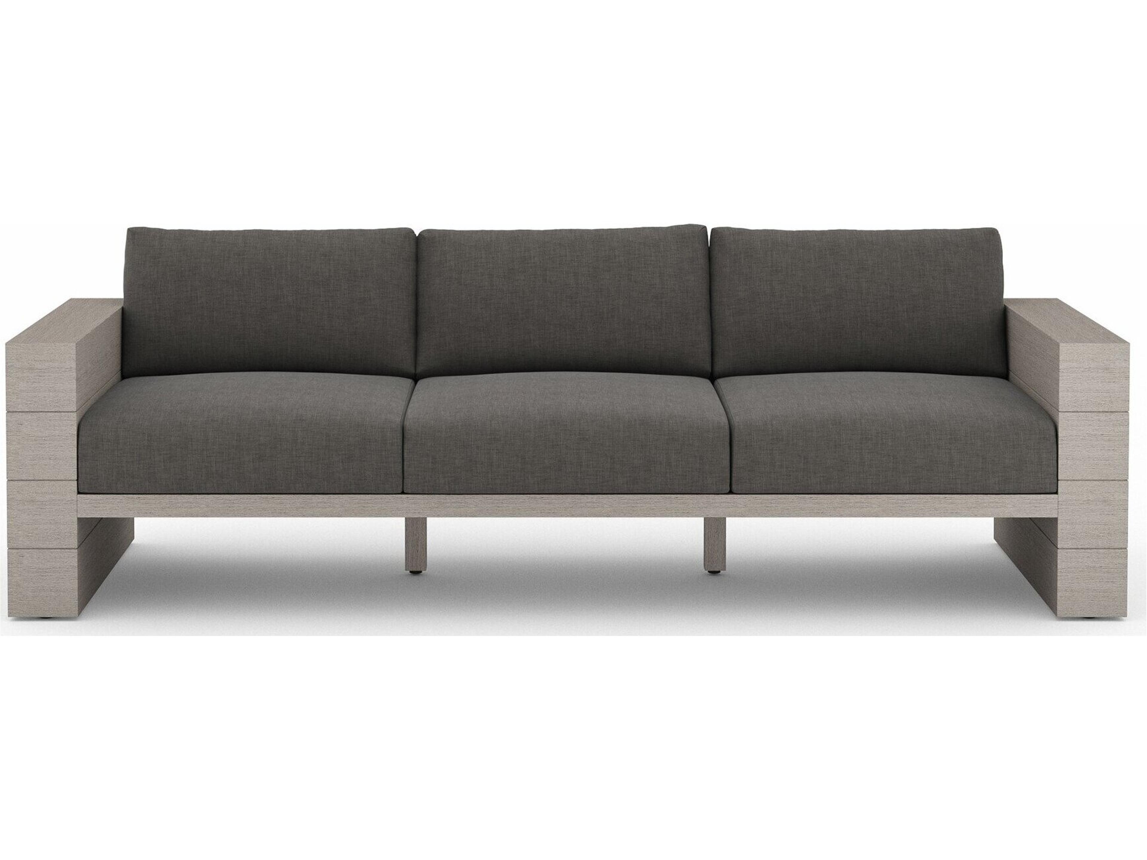 Luxecor Globetrotter Outdoor Weathered Grey Teak Sofa with Charcoal Cushion