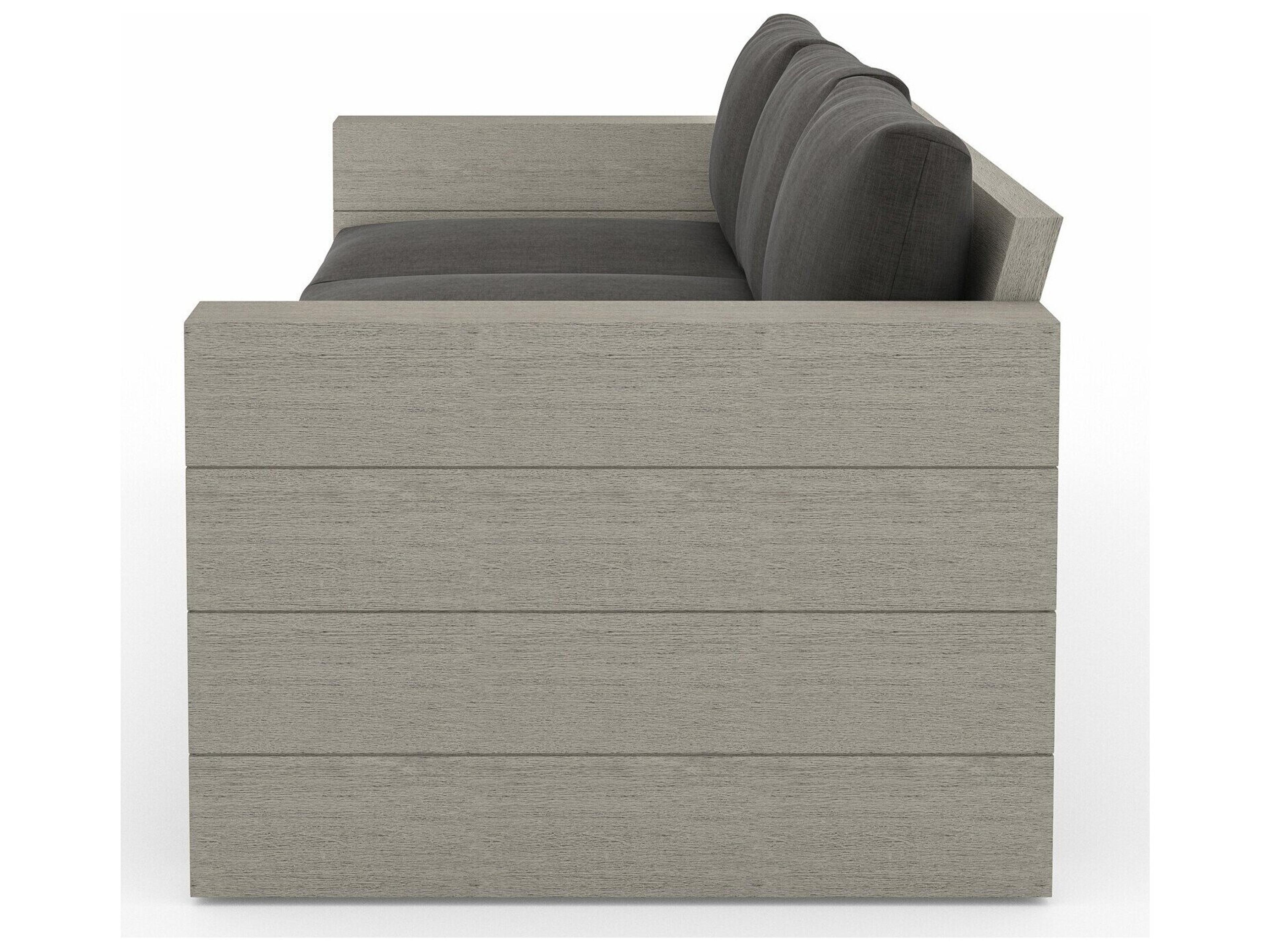 Luxecor Globetrotter Outdoor Weathered Grey Teak Sofa with Charcoal Cushion