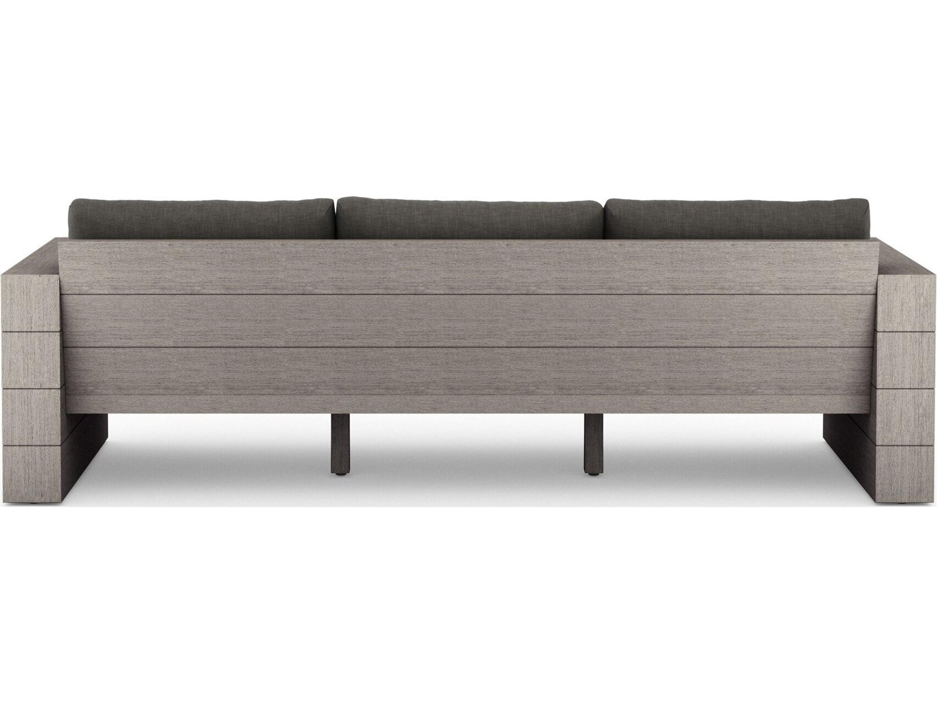 Luxecor Globetrotter Outdoor Weathered Grey Teak Sofa with Charcoal Cushion
