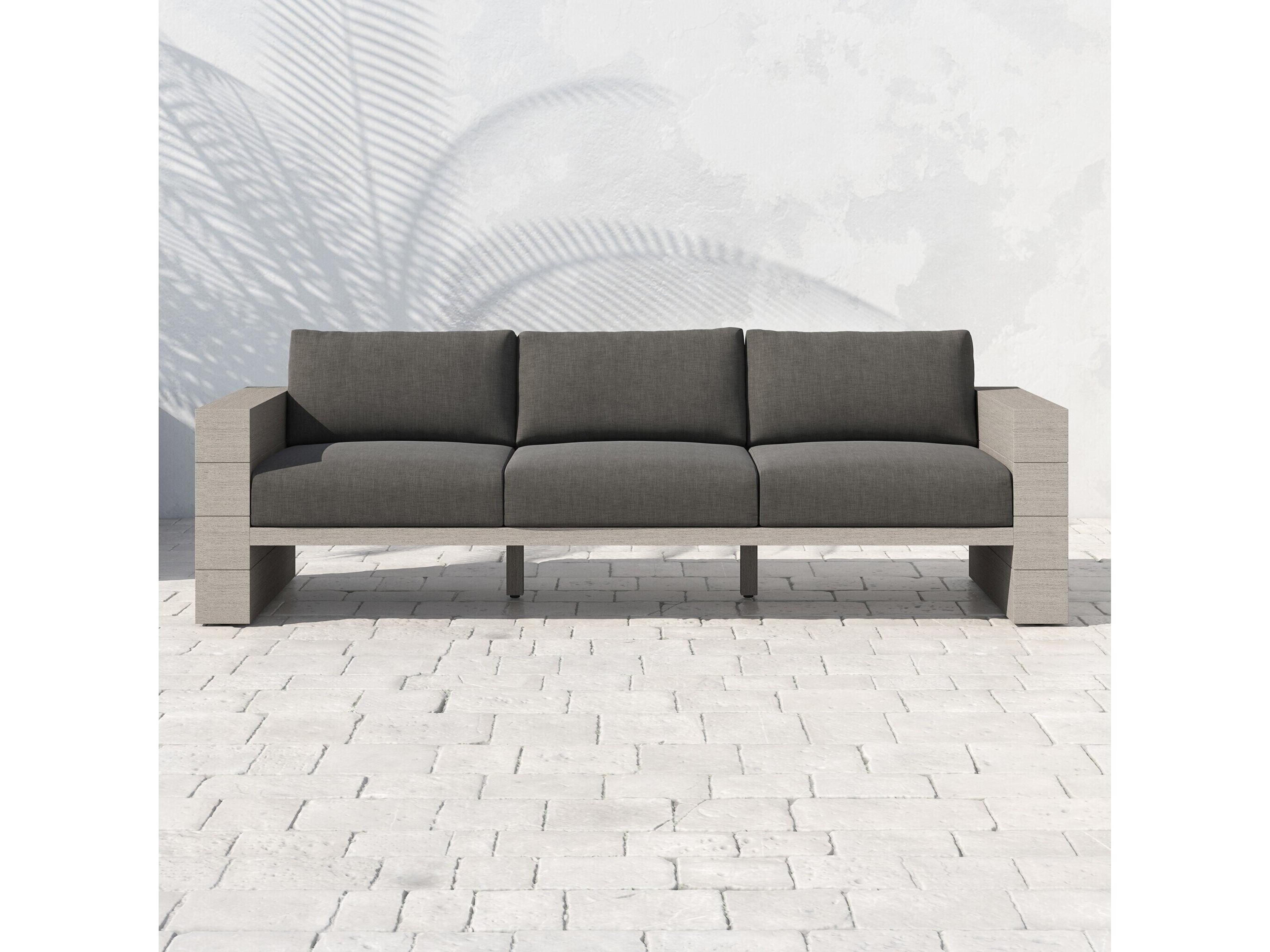 Luxecor Globetrotter Outdoor Weathered Grey Teak Sofa with Charcoal Cushion