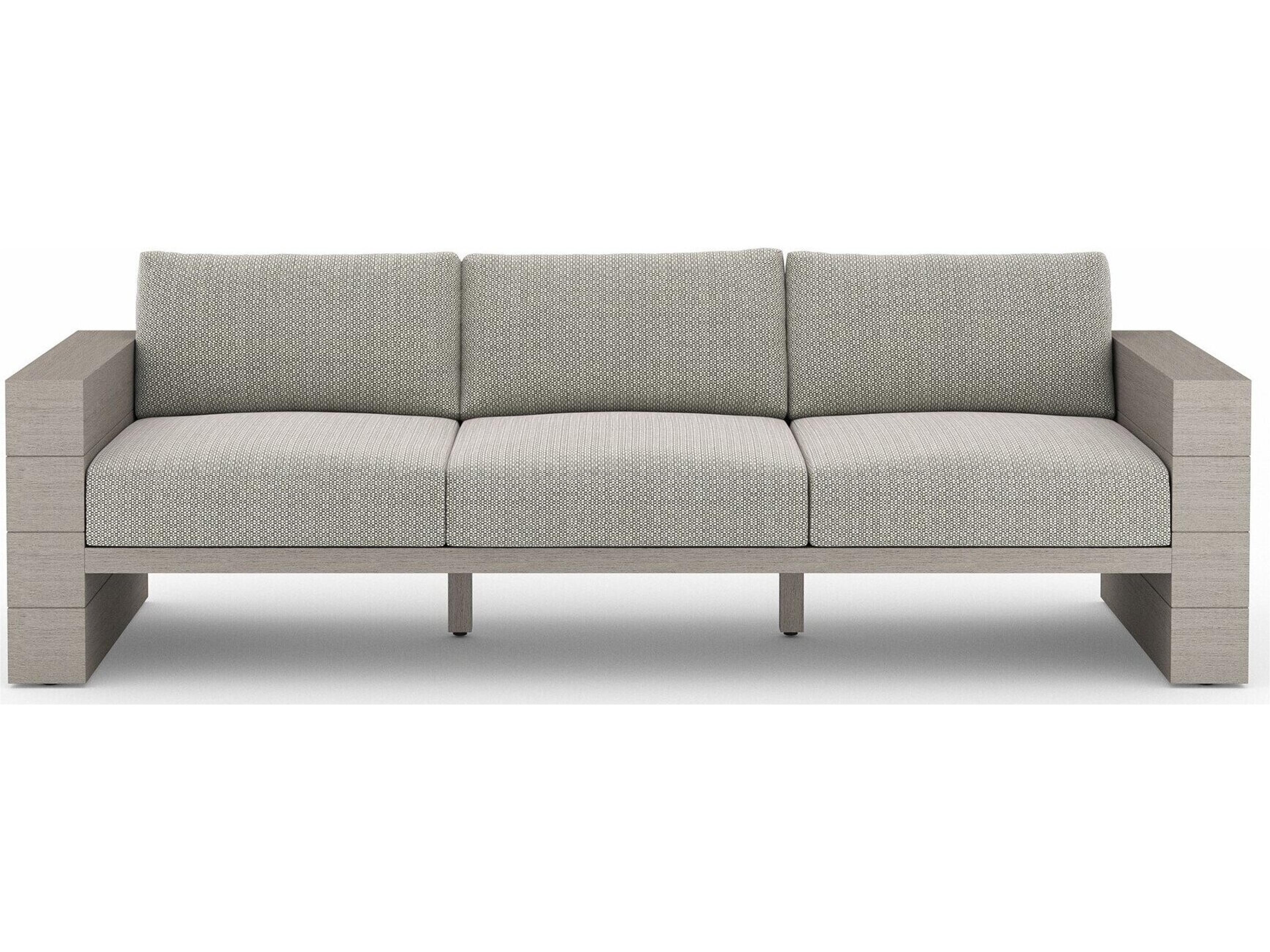 Globetrotter Outdoor Leroy Weathered Grey Teak Cushion Sofa in Faye Ash