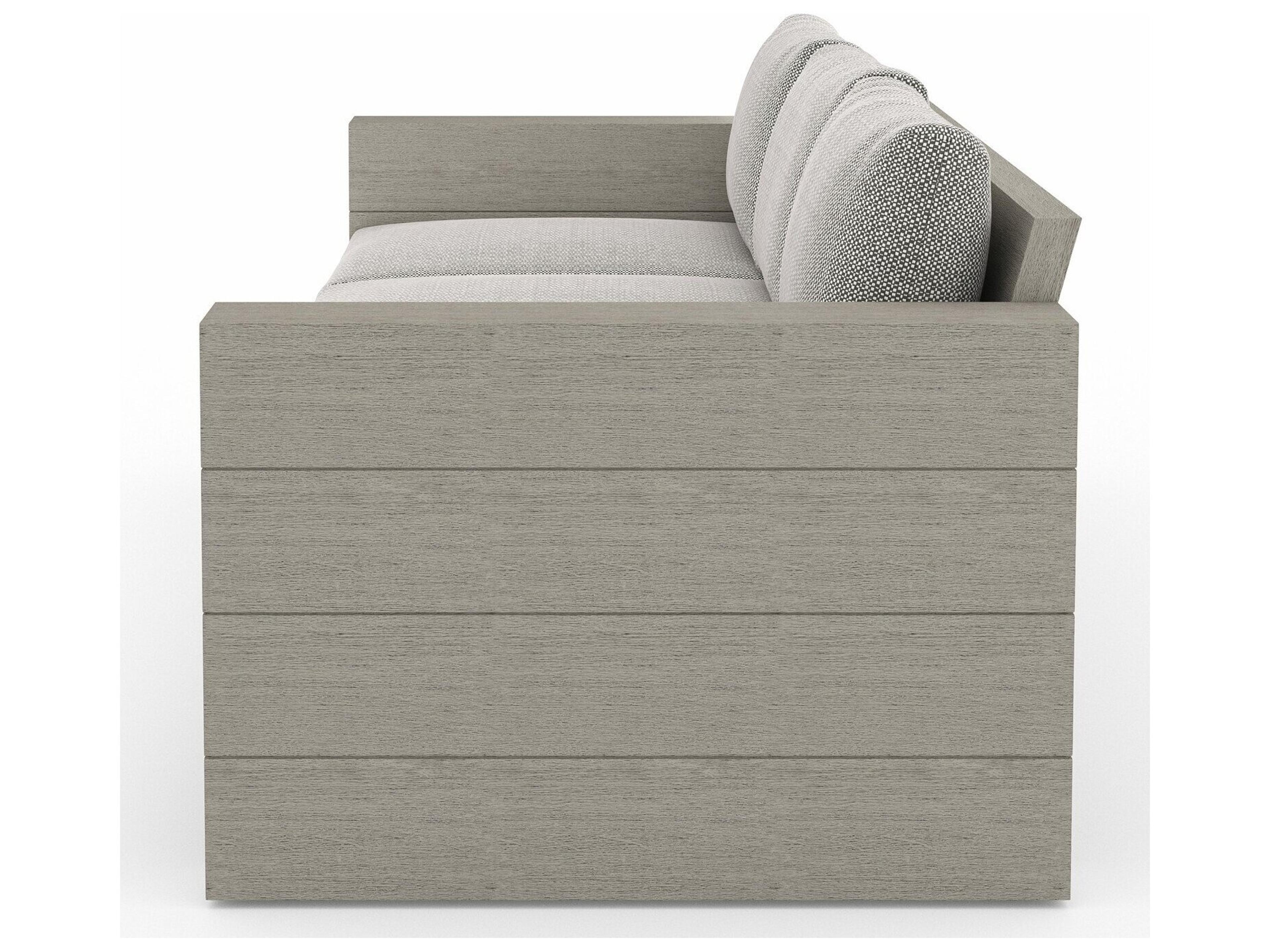 Luxecor Globetrotter Outdoor Leroy Weathered Grey Teak Cushion Sofa in Faye Ash