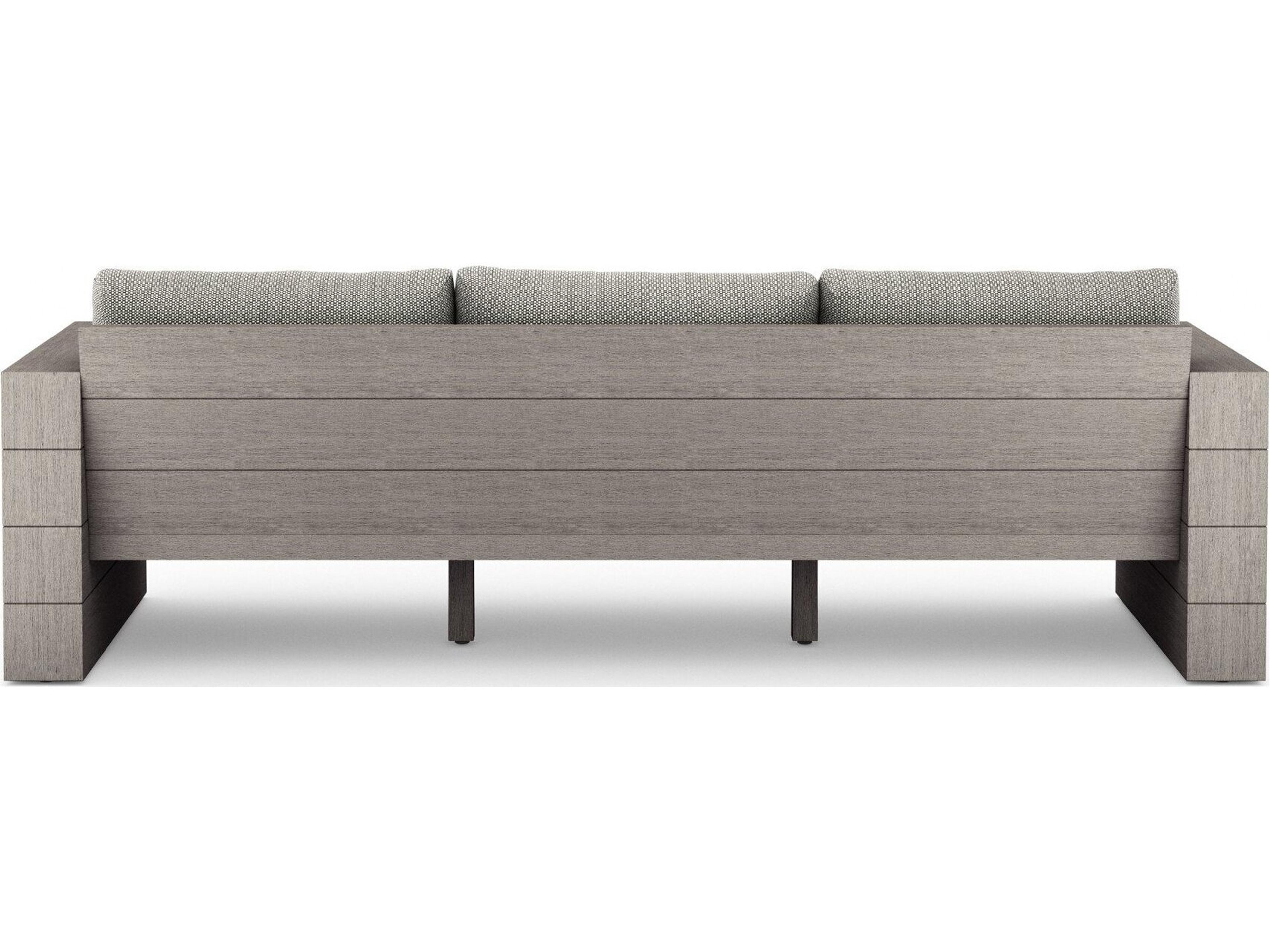 Luxecor Globetrotter Outdoor Leroy Weathered Grey Teak Cushion Sofa in Faye Ash