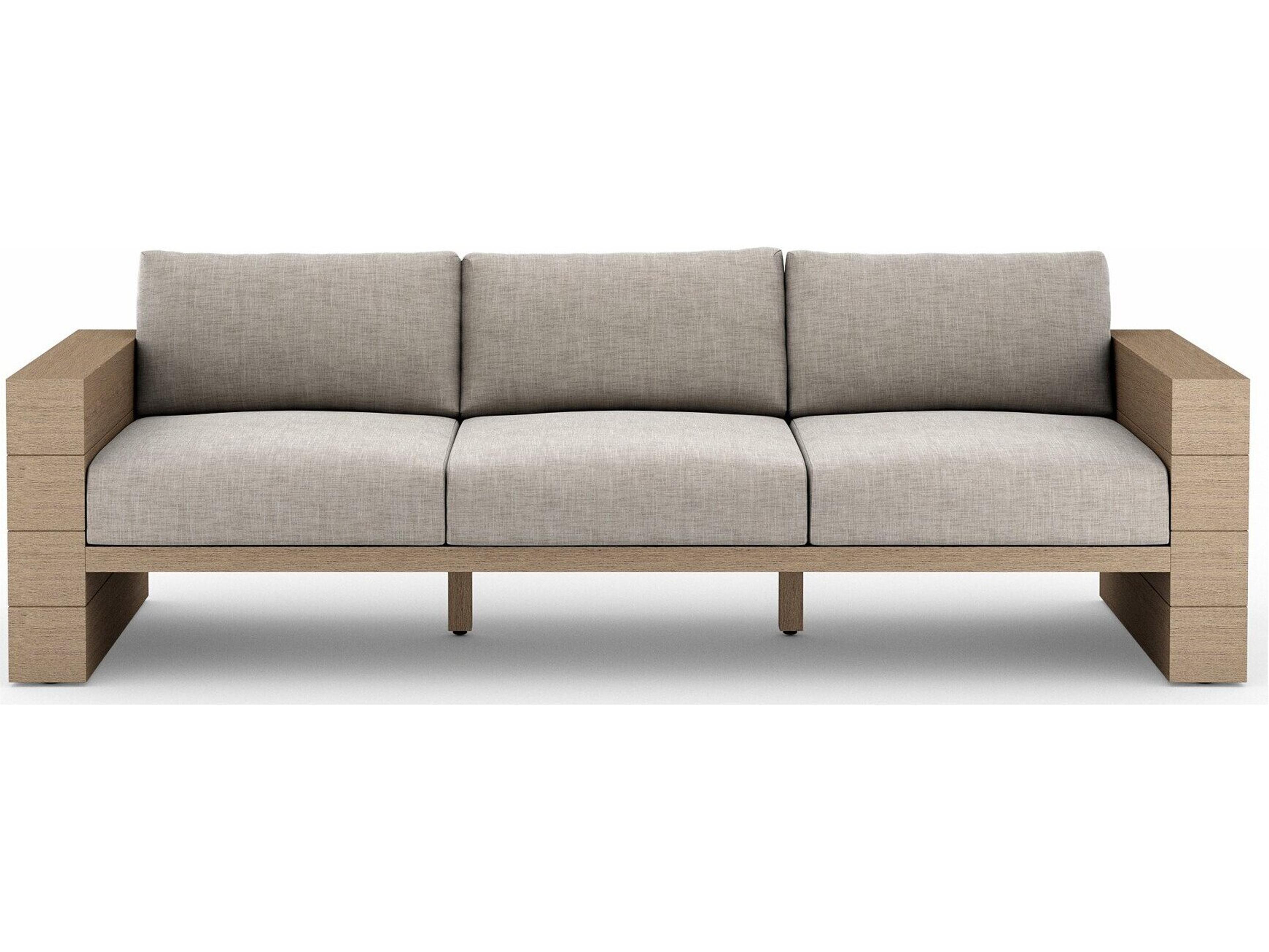 Globetrotter Outdoor Leroy Washed Brown Teak Cushion Sofa in Stone Grey