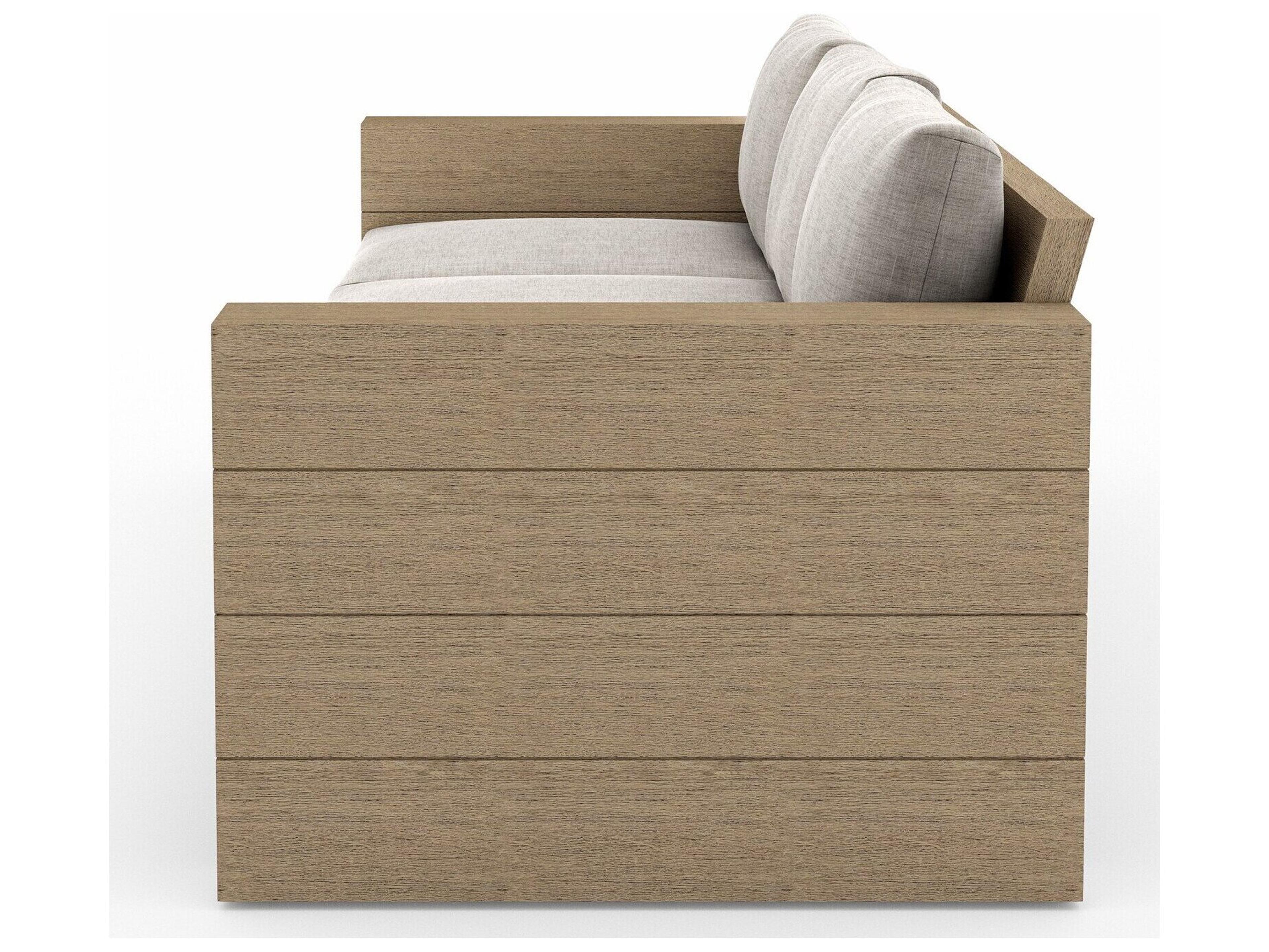 Luxecor Globetrotter Outdoor Leroy Washed Brown Teak Cushion Sofa in Stone Grey