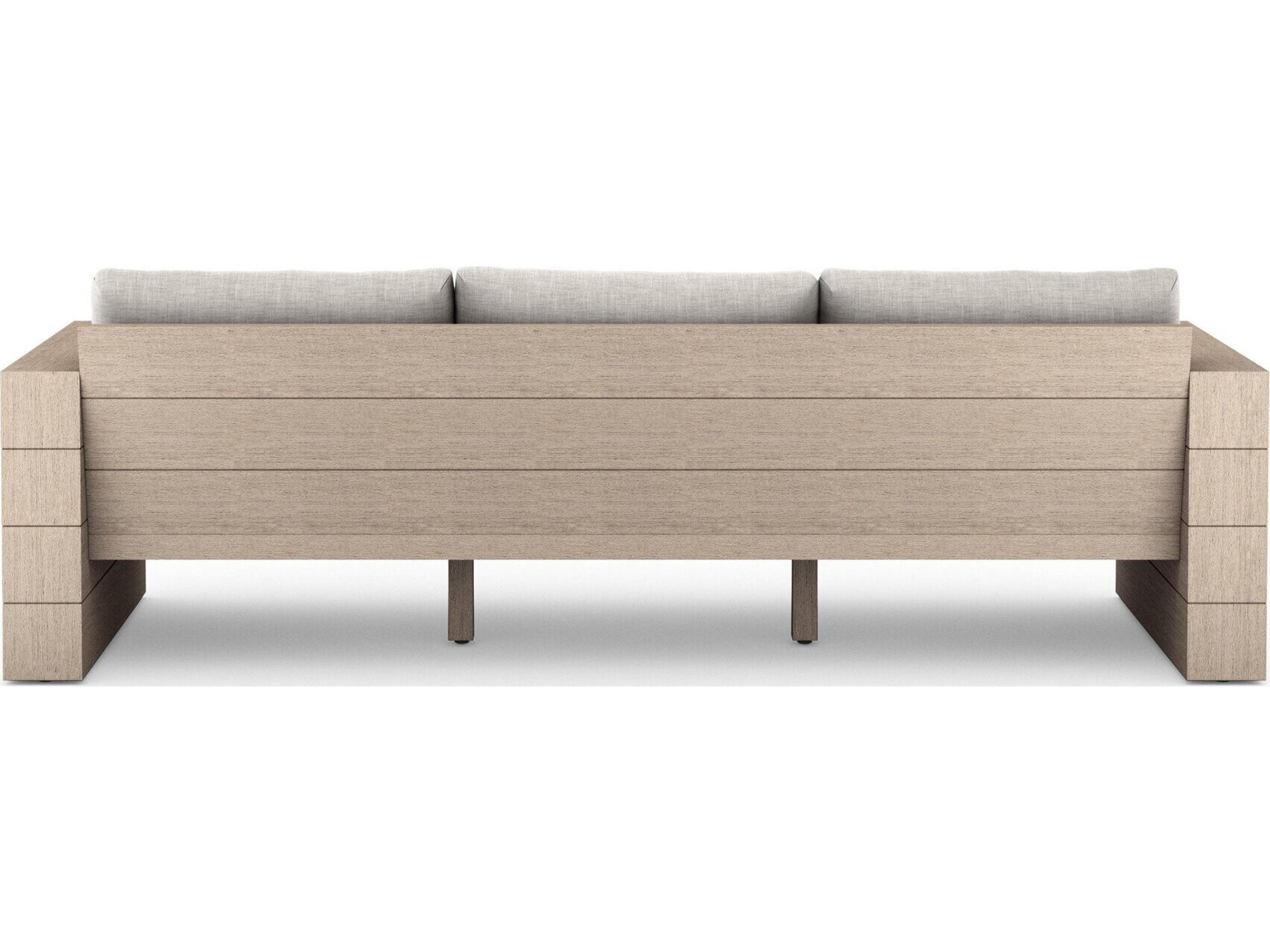 Luxecor Globetrotter Outdoor Leroy Washed Brown Teak Cushion Sofa in Stone Grey