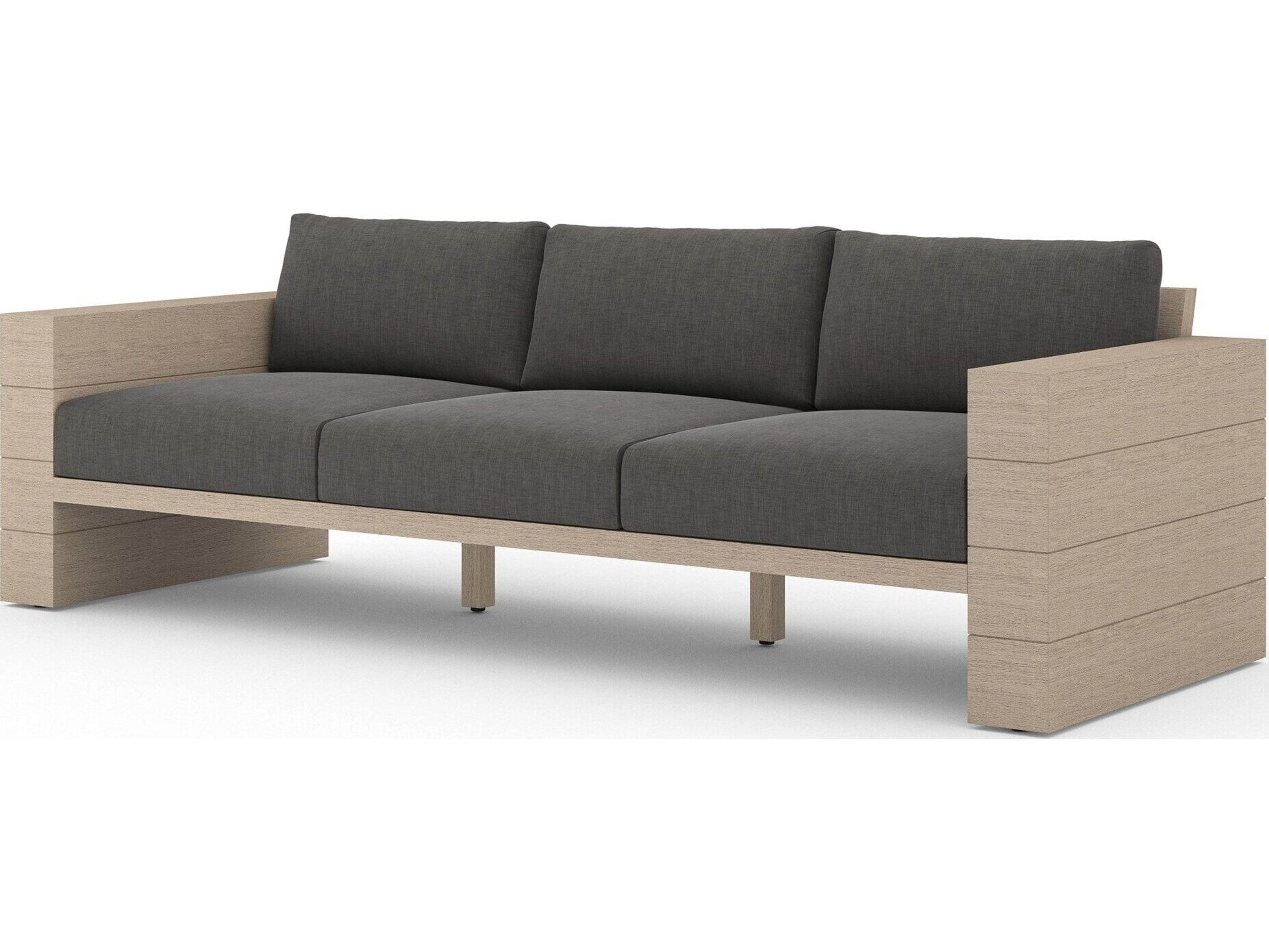 Luxecor Globetrotter Outdoor Leroy Washed Brown Teak Cushion Sofa in Charcoal