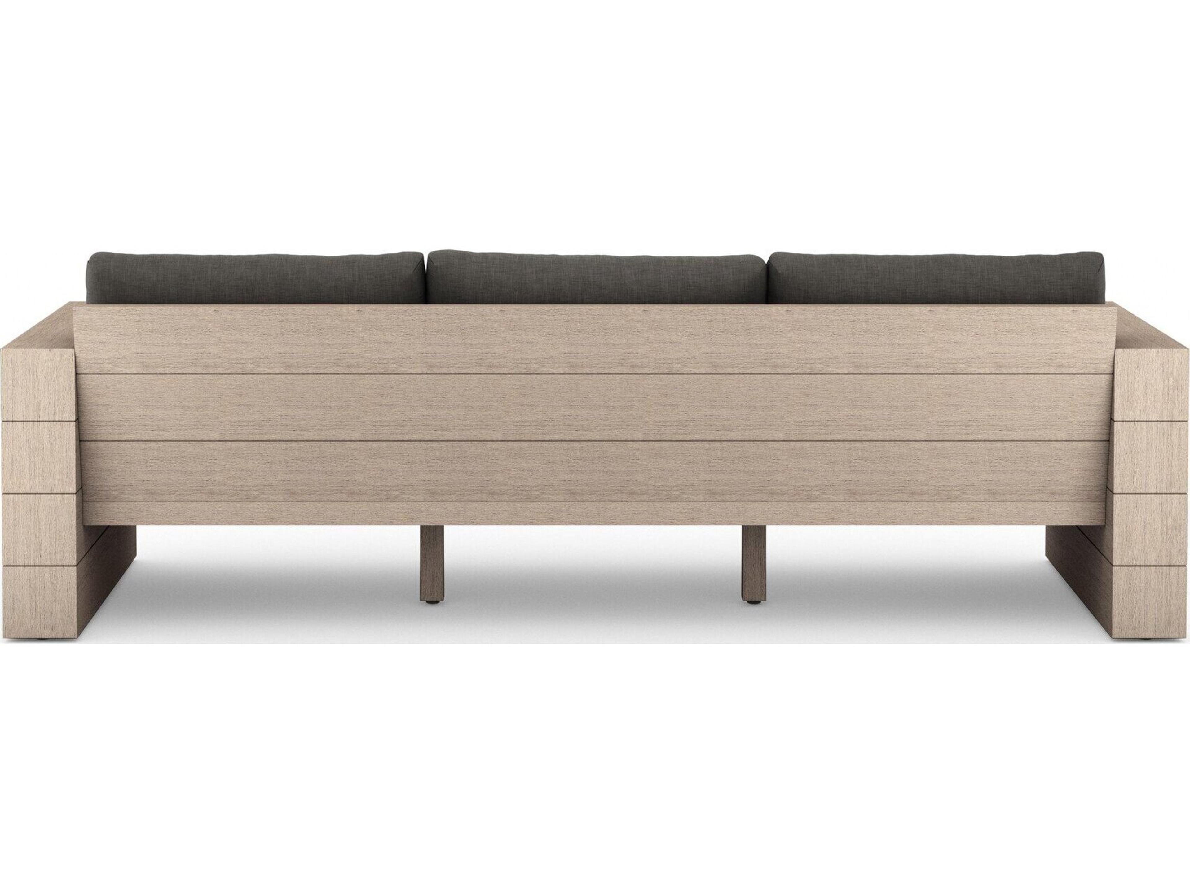 Luxecor Globetrotter Outdoor Leroy Washed Brown Teak Cushion Sofa in Charcoal