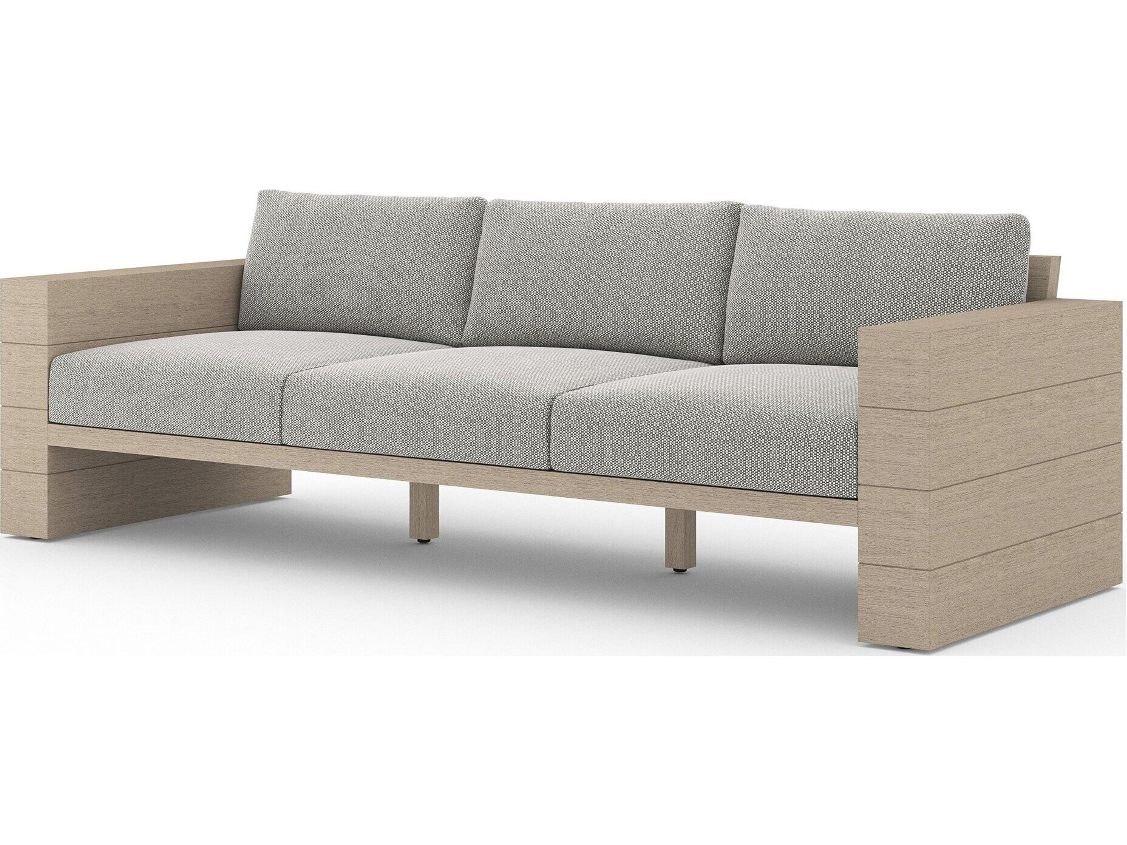 Luxecor Globetrotter Outdoor Leroy Washed Brown Teak Cushion Sofa in Fay Ash