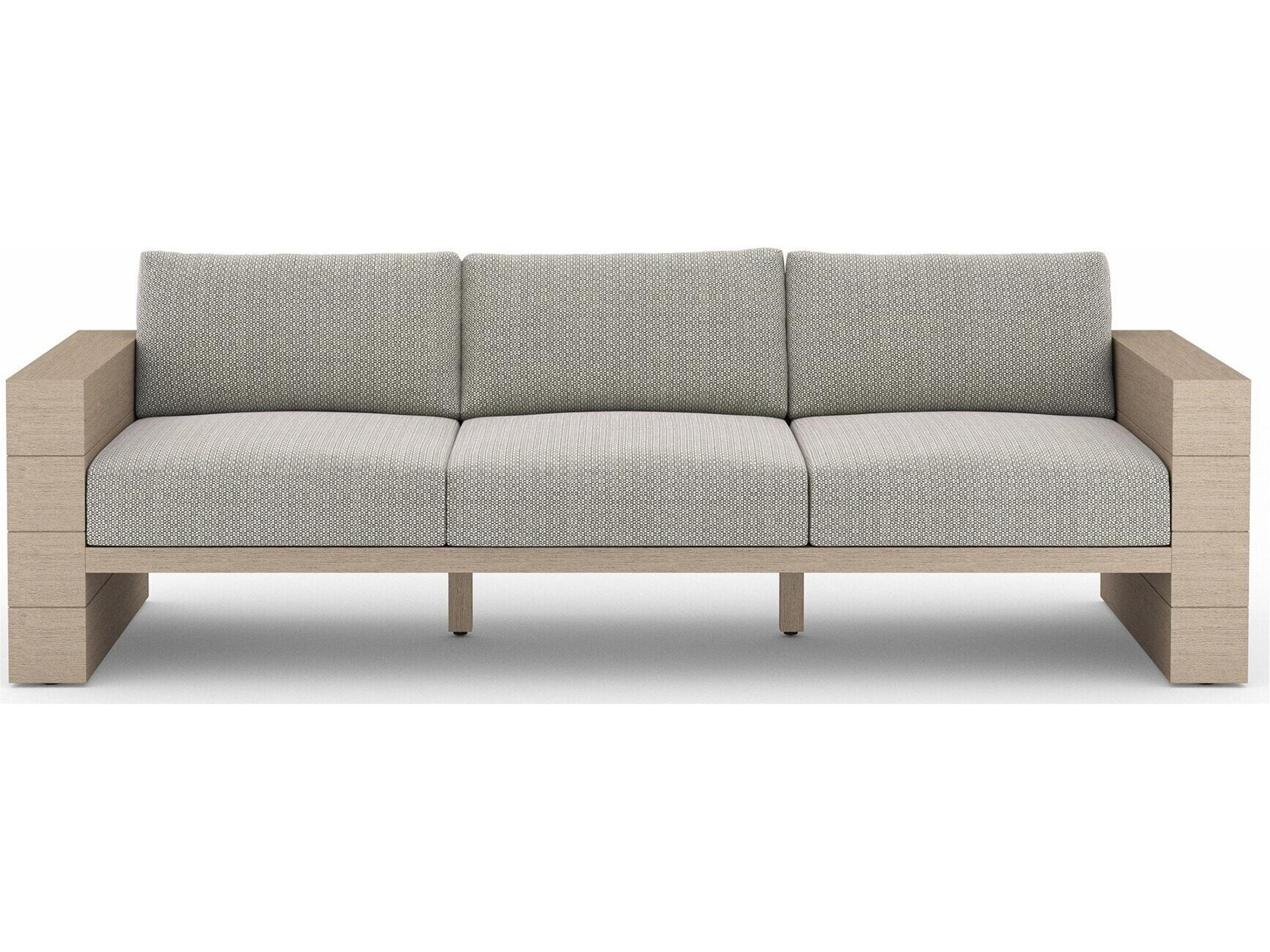 Globetrotter Outdoor Leroy Washed Brown Teak Cushion Sofa in Fay Ash
