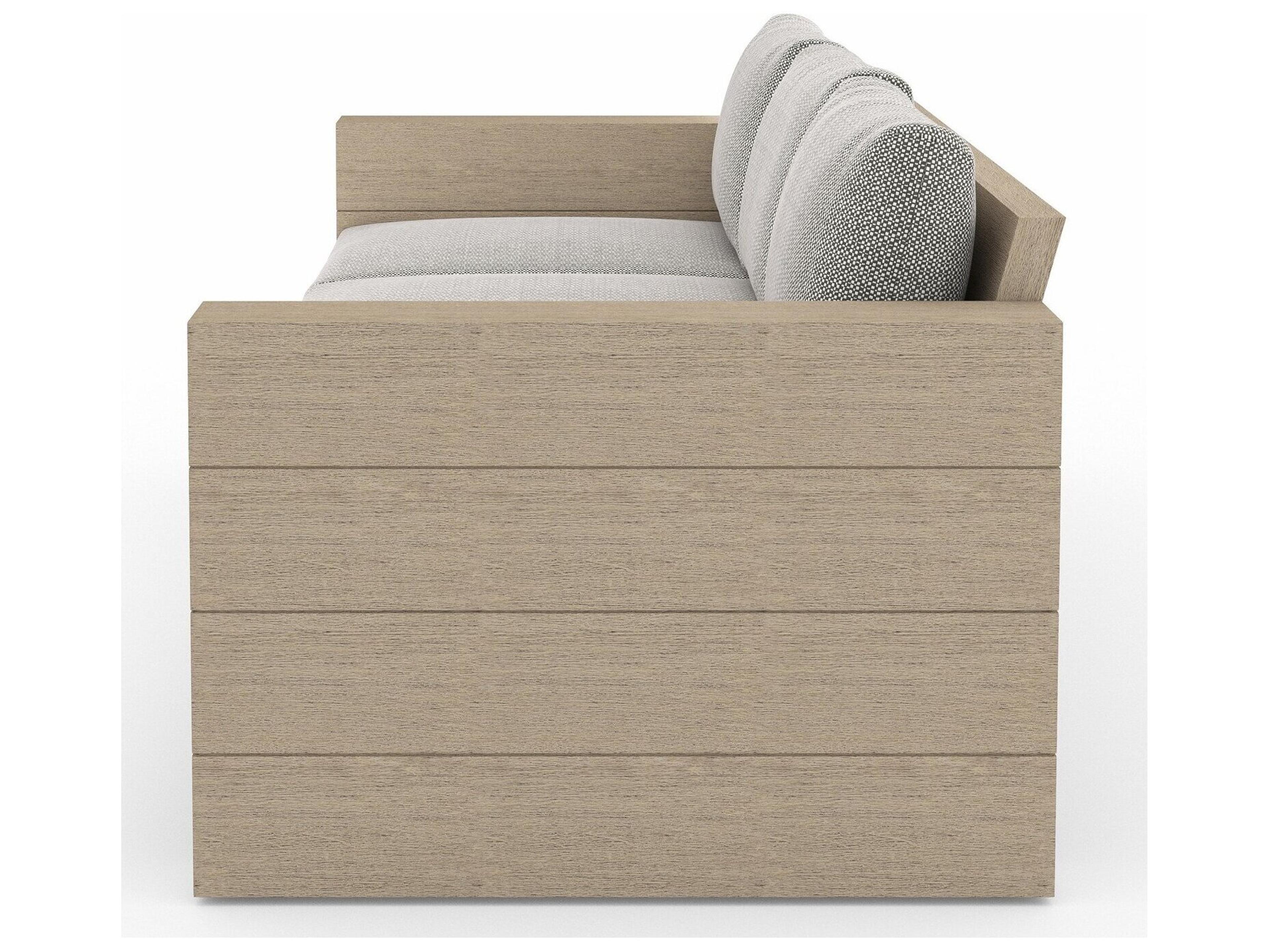 Luxecor Globetrotter Outdoor Leroy Washed Brown Teak Cushion Sofa in Fay Ash