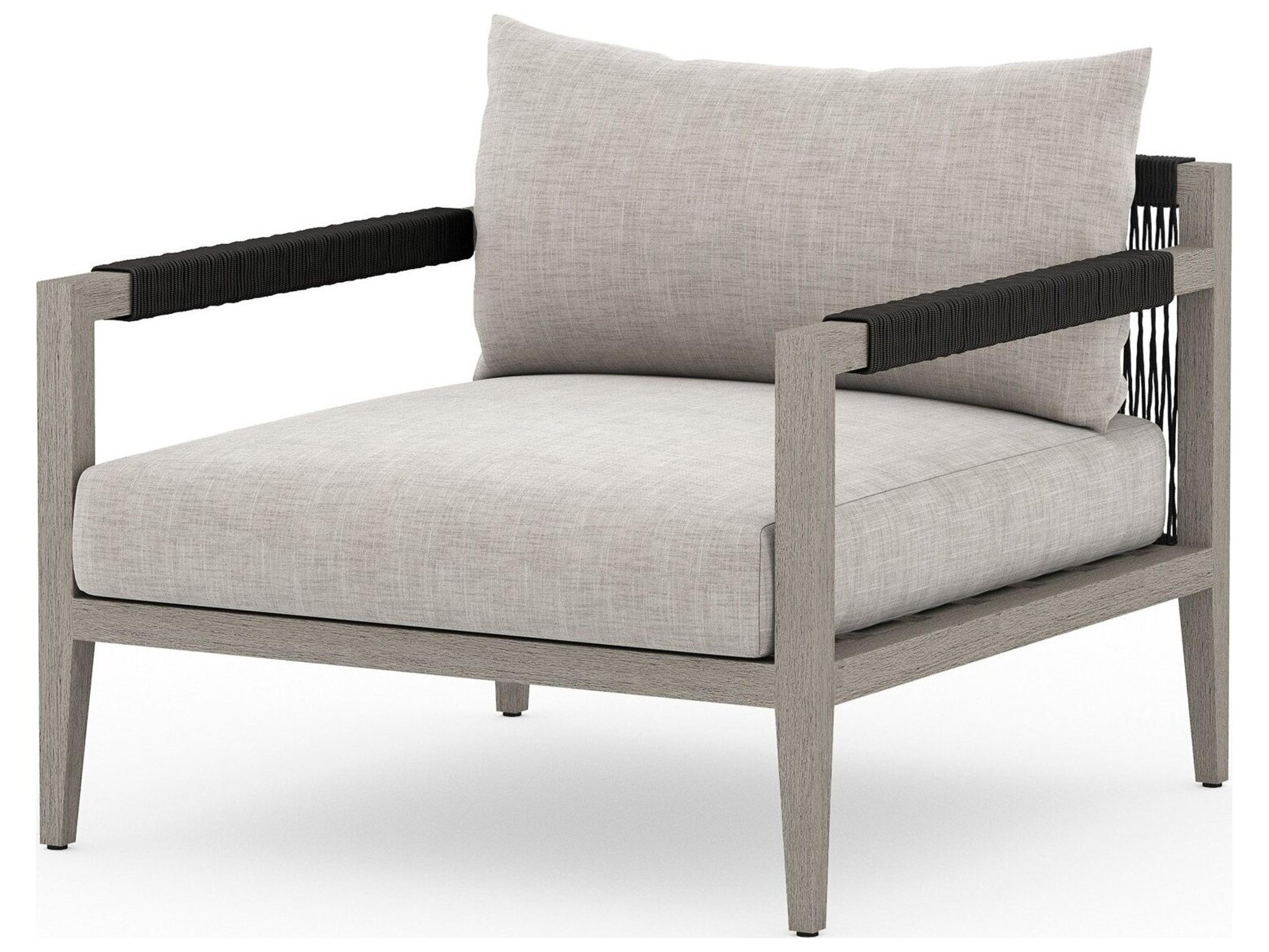 Solano Sherwood Weathered Grey Teak Cushion Lounge Chair in Stone Grey