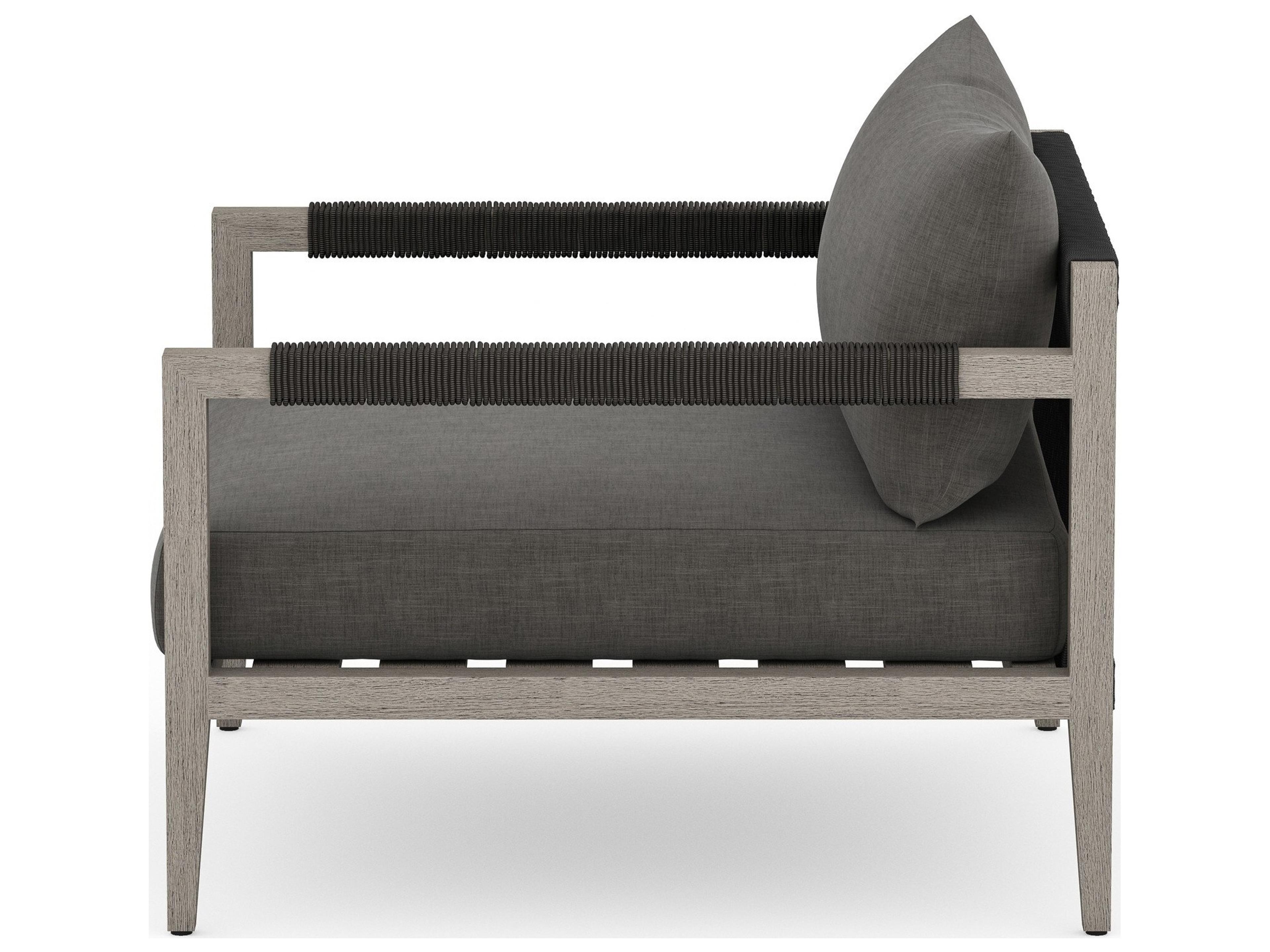 Luxecor Globetrotter Outdoor Sherwood Weathered Grey Teak Cushion Lounge Chair in Charcoal