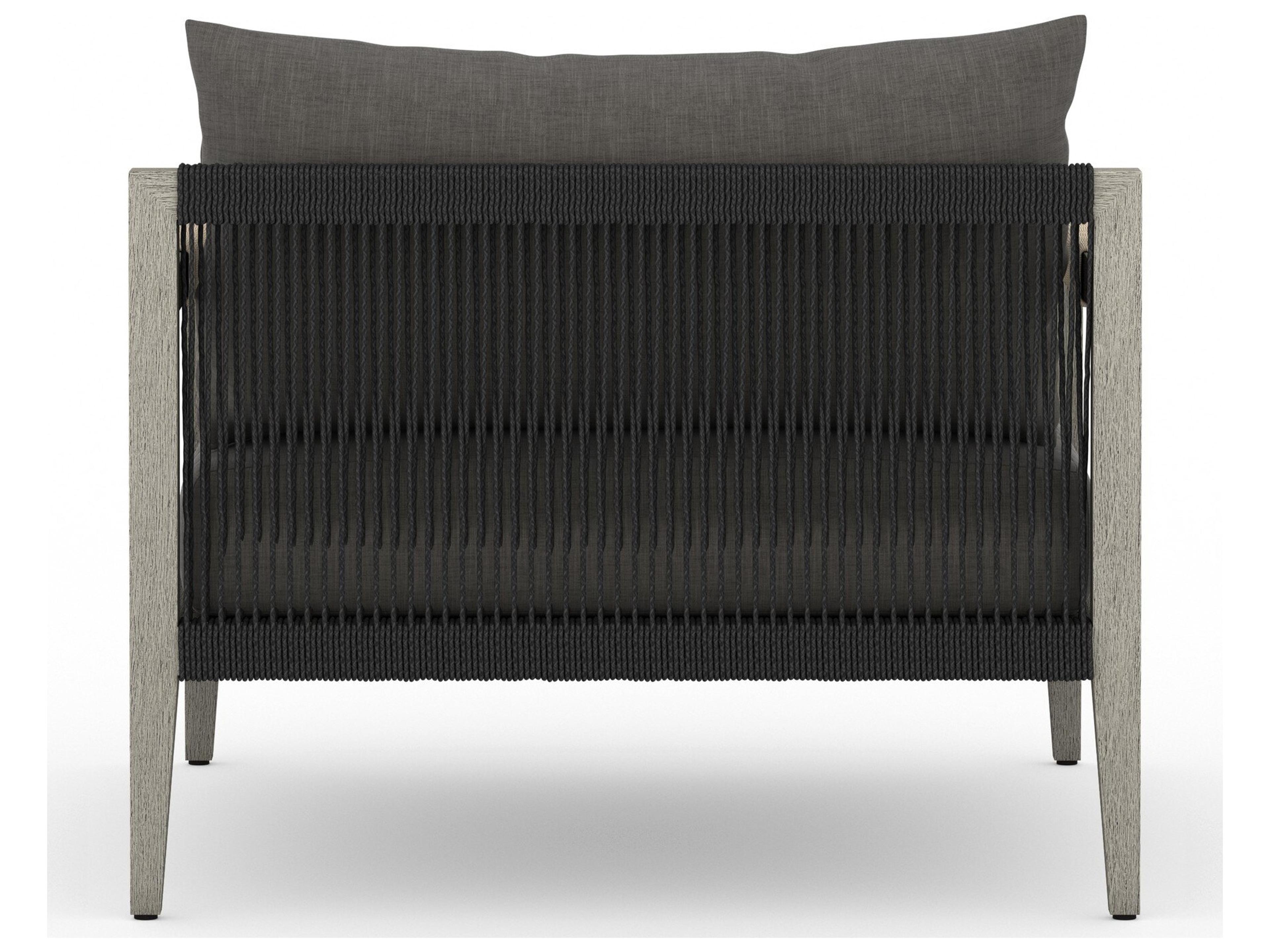 Luxecor Globetrotter Outdoor Sherwood Weathered Grey Teak Cushion Lounge Chair in Charcoal