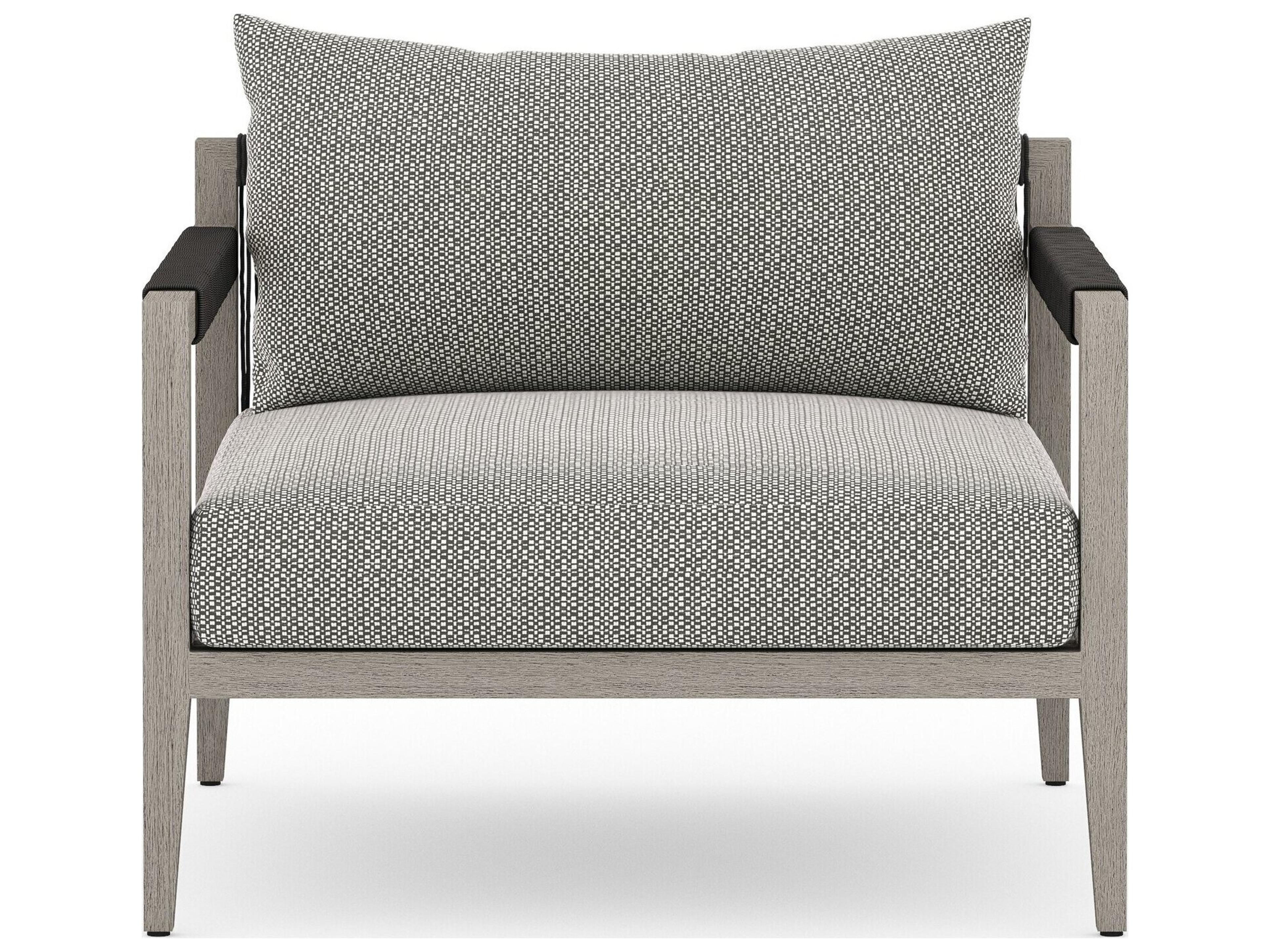 Globetrotter Outdoor Sherwood Weathered Grey Teak Cushion Lounge Chair in Faye Ash