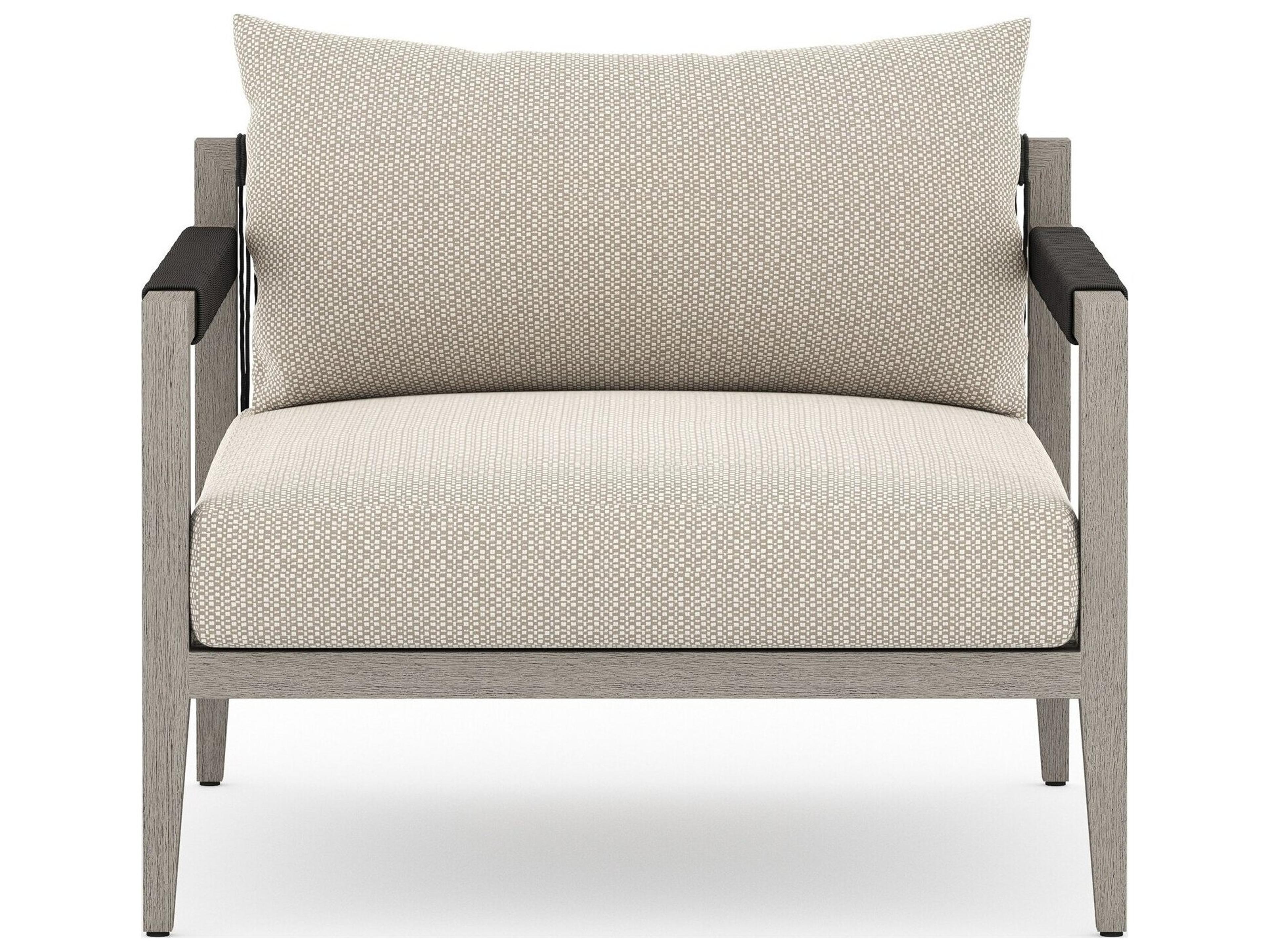Globetrotter Outdoor Sherwood Weathered Grey Teak Cushion Lounge Chair in Faye Sand