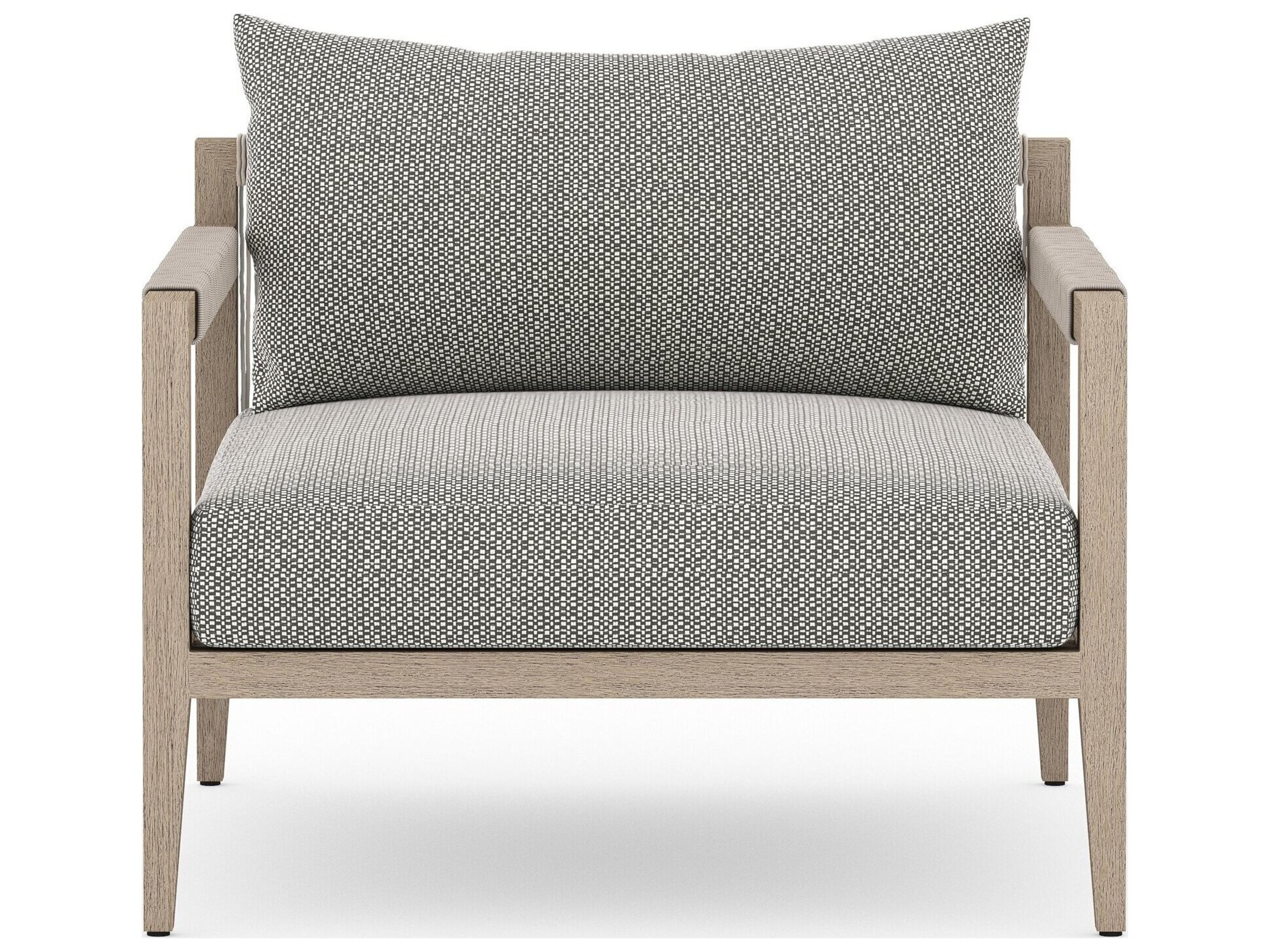 Globetrotter Outdoor Sherwood Washed Brown Teak Cushion Lounge Chair in Faye Ash