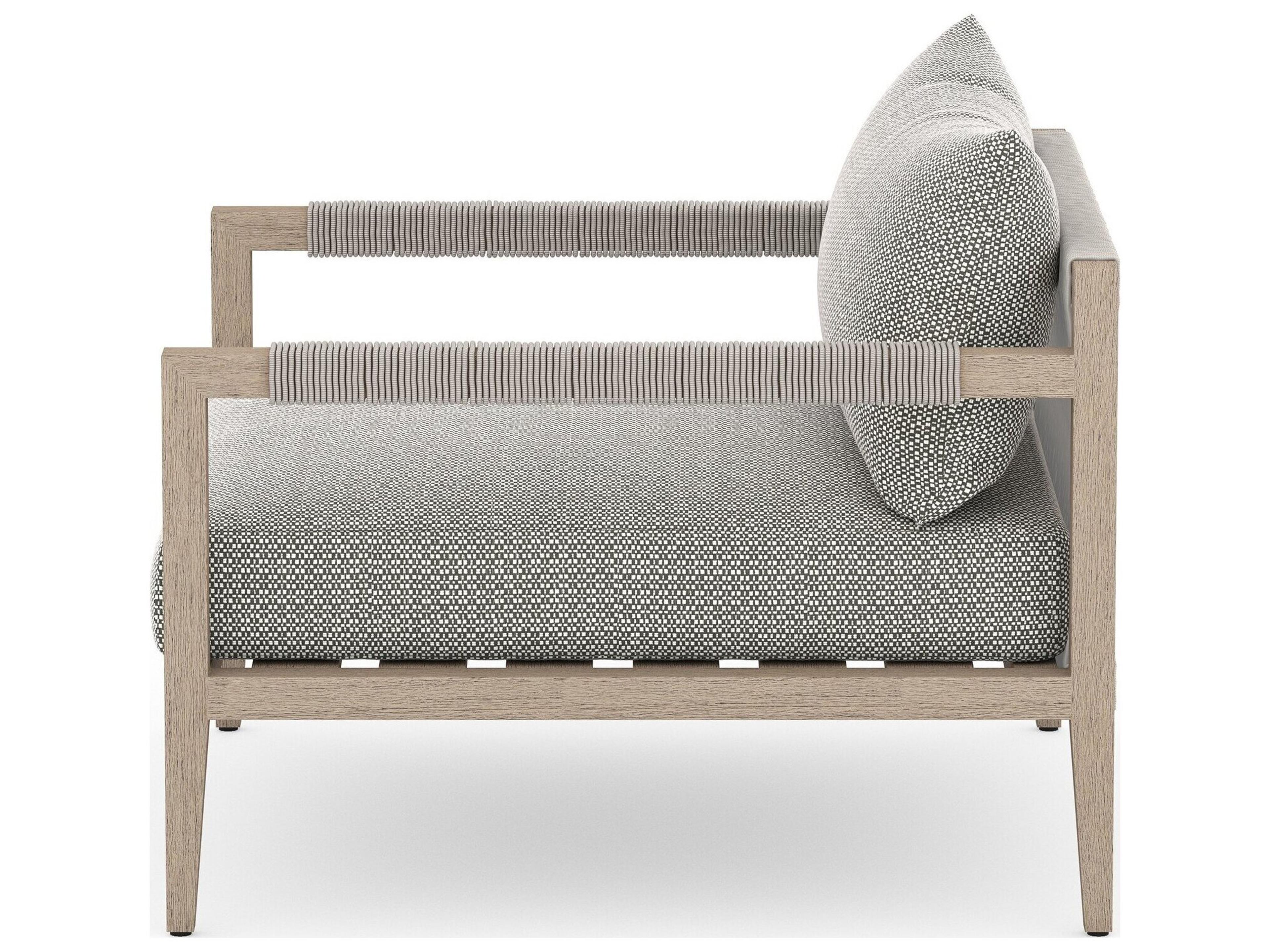 Luxecor Globetrotter Outdoor Sherwood Washed Brown Teak Cushion Lounge Chair in Faye Ash