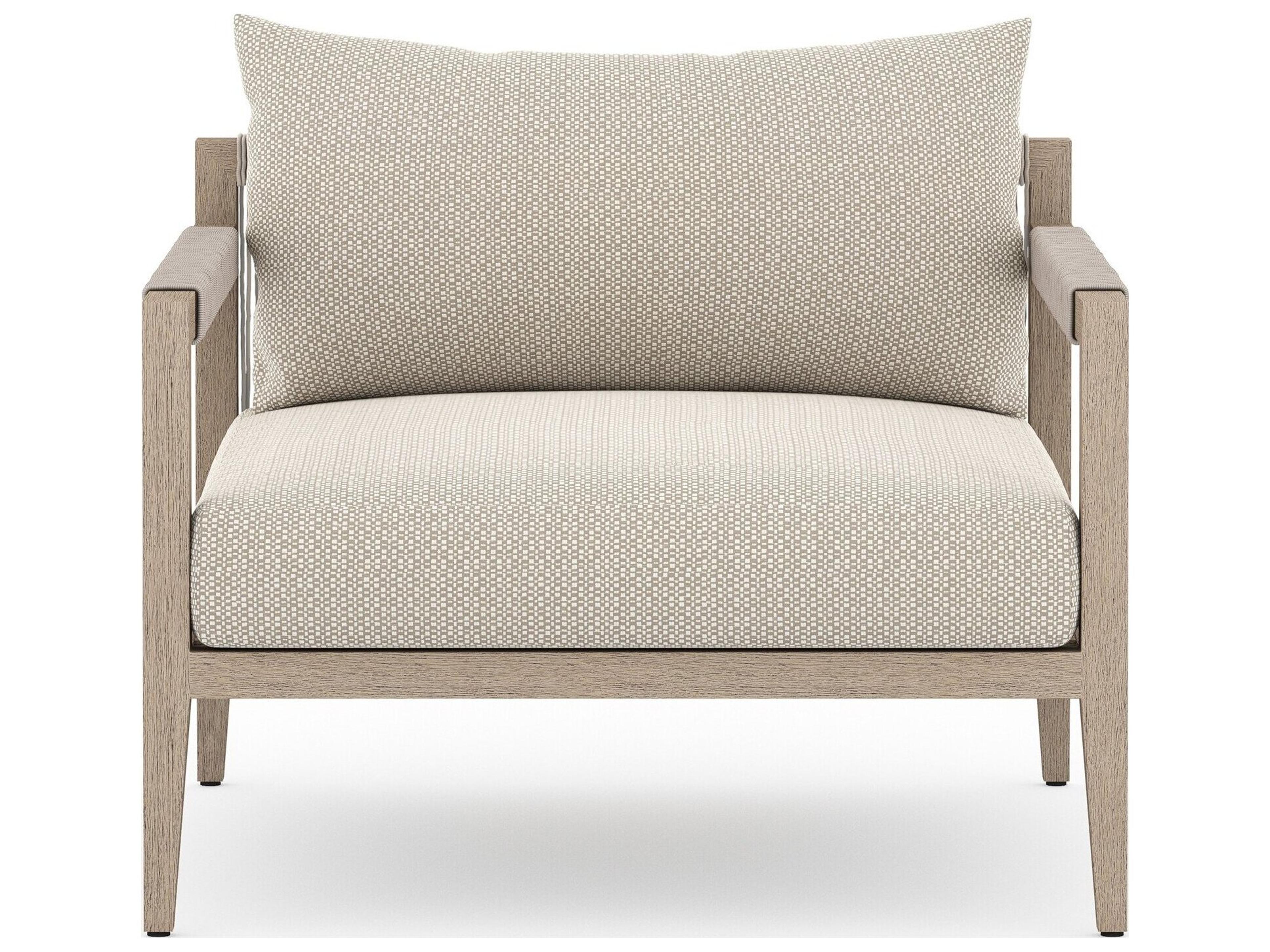 Globetrotter Outdoor Sherwood Washed Brown Teak Cushion Lounge Chair in Faye Sand