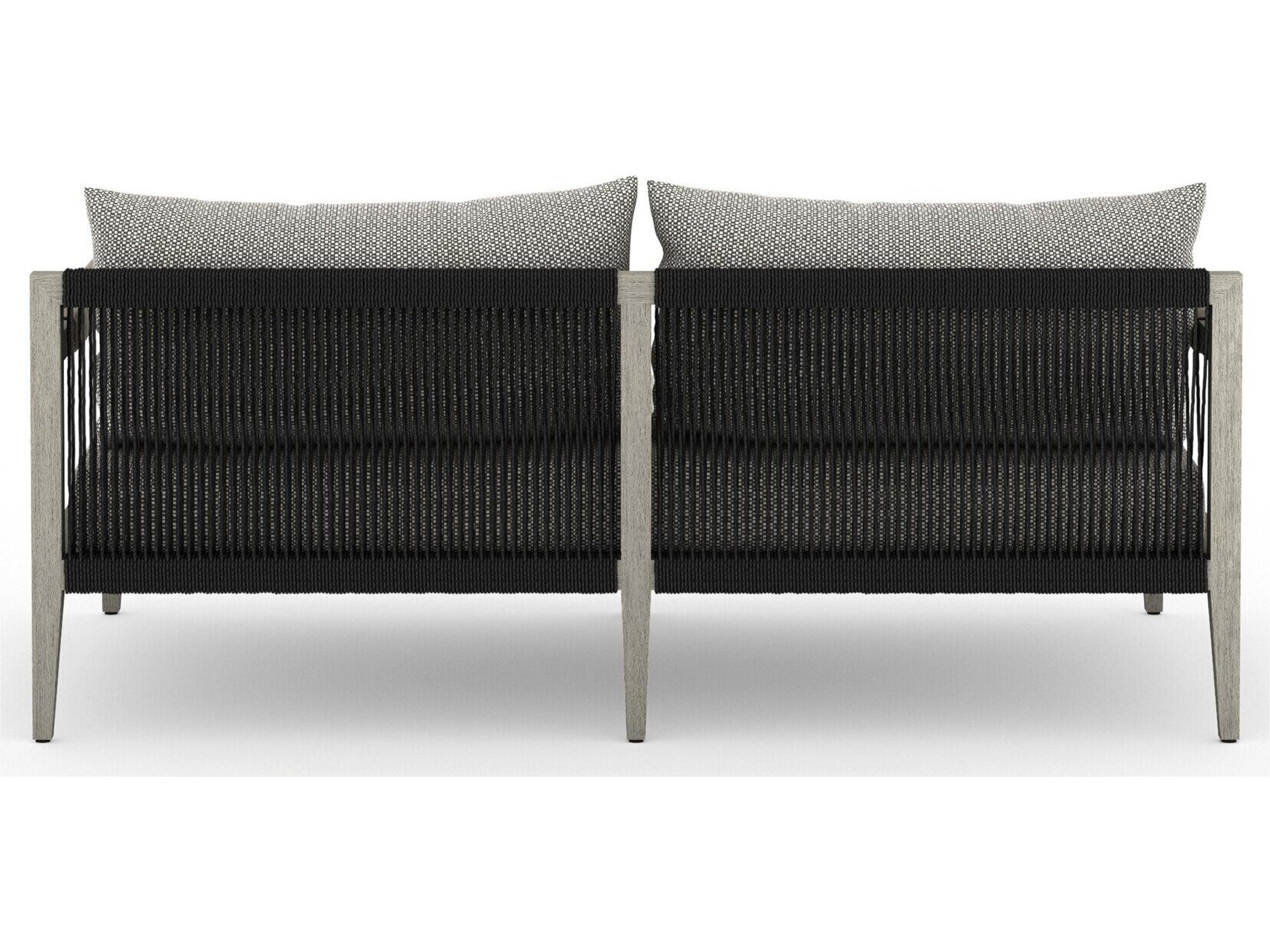 Luxecor Globetrotter Outdoor Sherwood Weathered Grey Teak Cushion 63" Sofa in Faye Ash