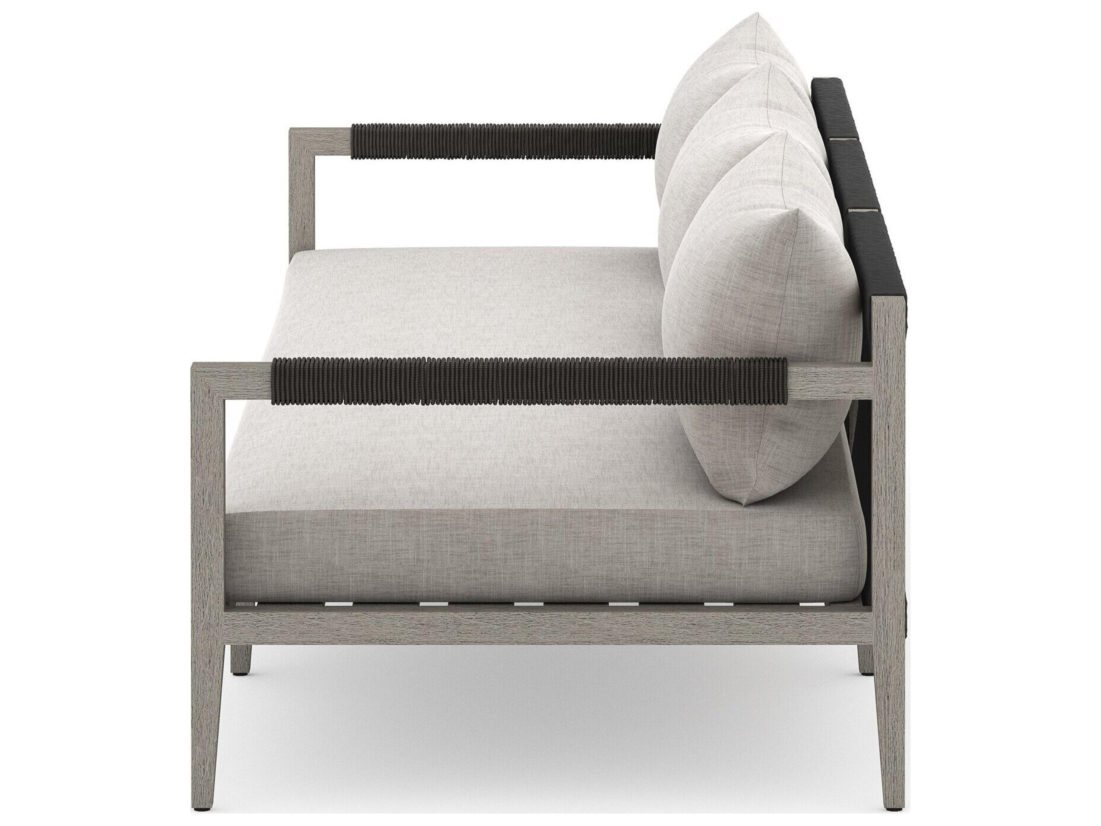 Four Hands Outdoor Grass Roots Leroy  Sofa-96-Grey/Stone Grey