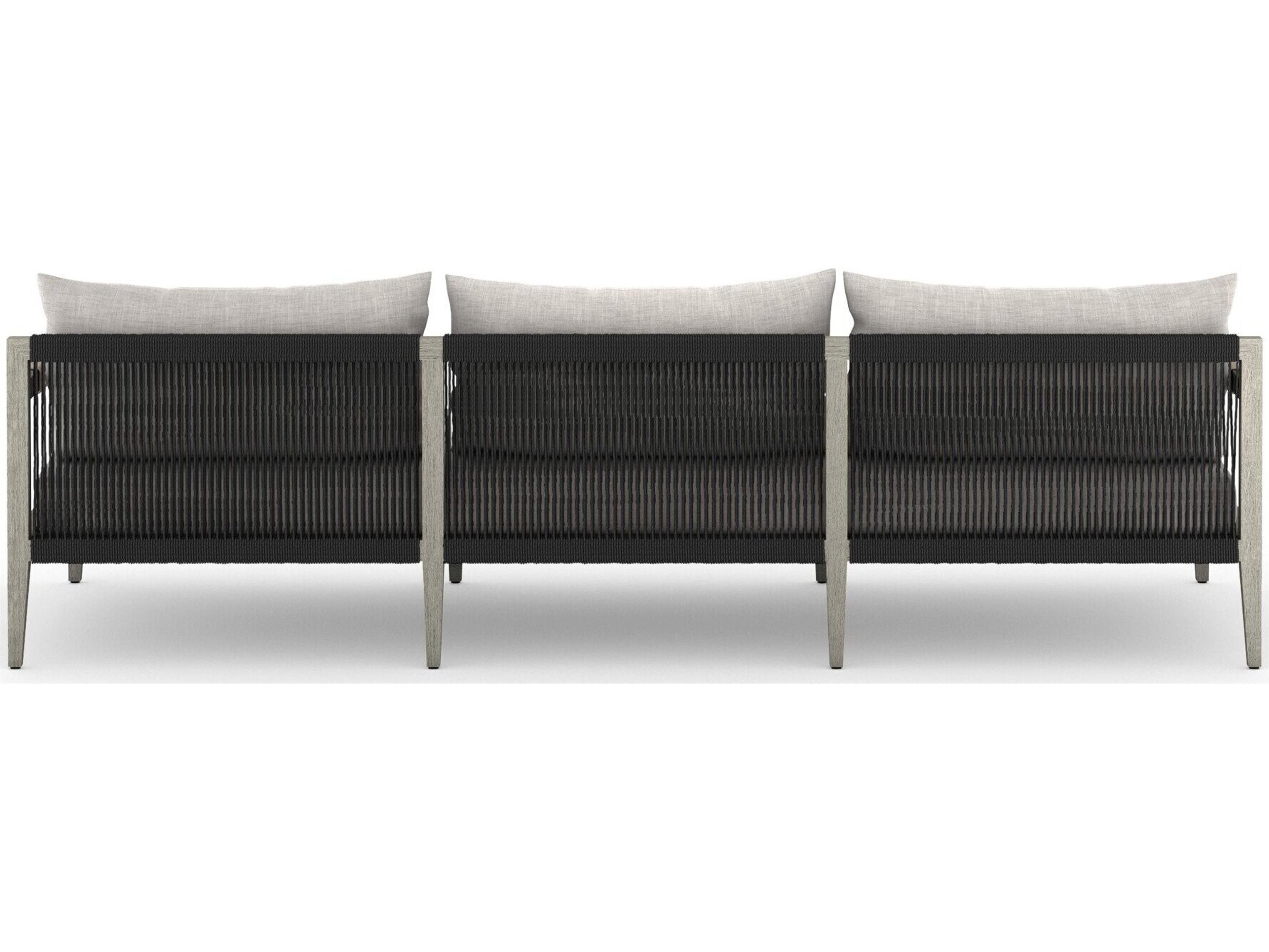 Four Hands Outdoor Grass Roots Leroy  Sofa-96-Grey/Stone Grey