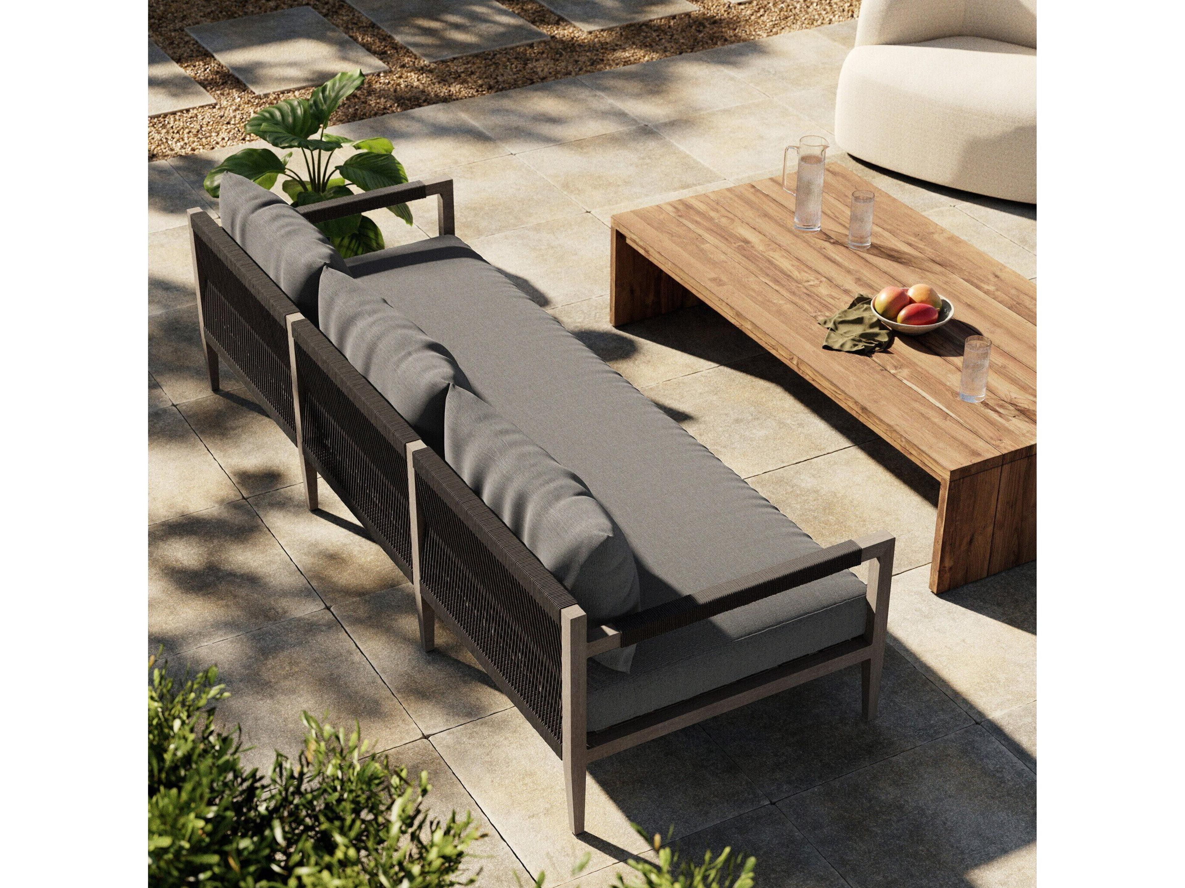 Four Hands Outdoor Grass Roots Leroy  Sofa-96-Brown/Stone Grey