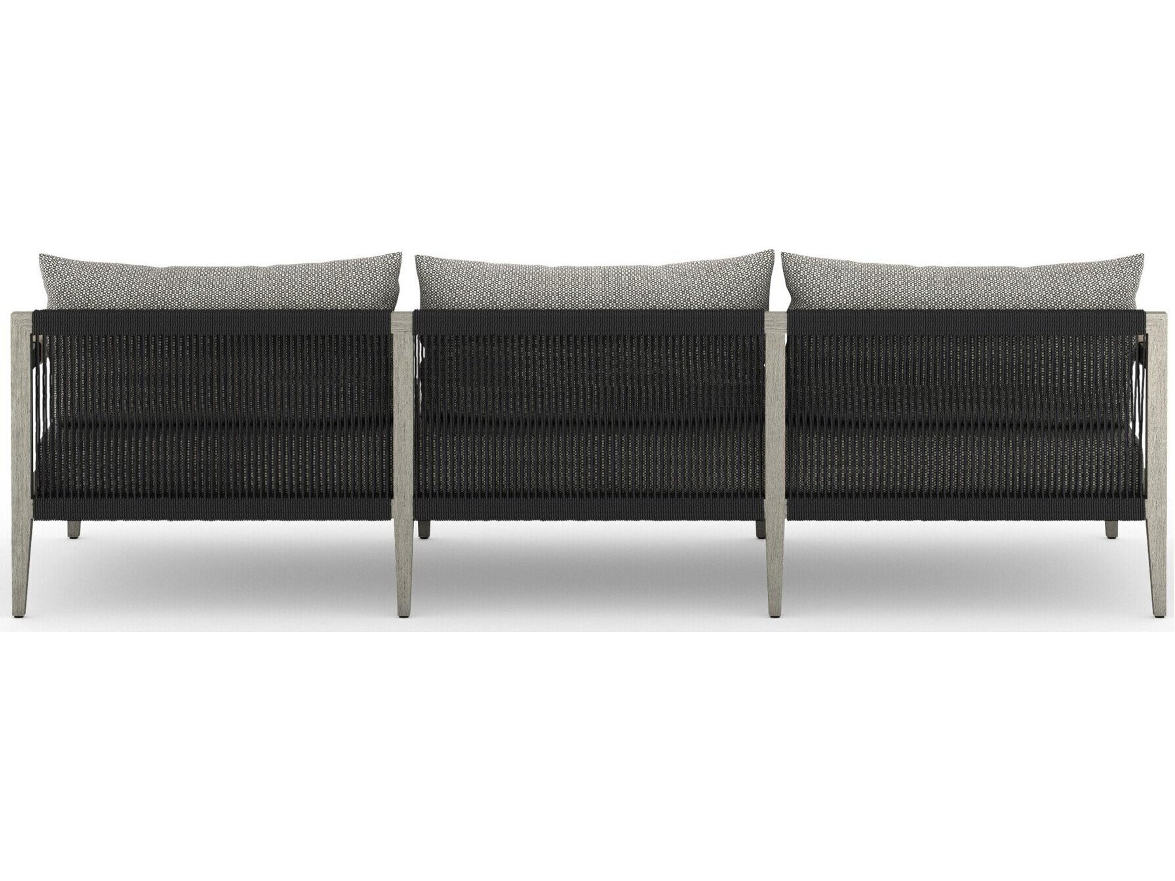 Luxecor Globetrotter Outdoor Sherwood Weathered Grey Teak Cushion 93" Sofa in Faye Ash