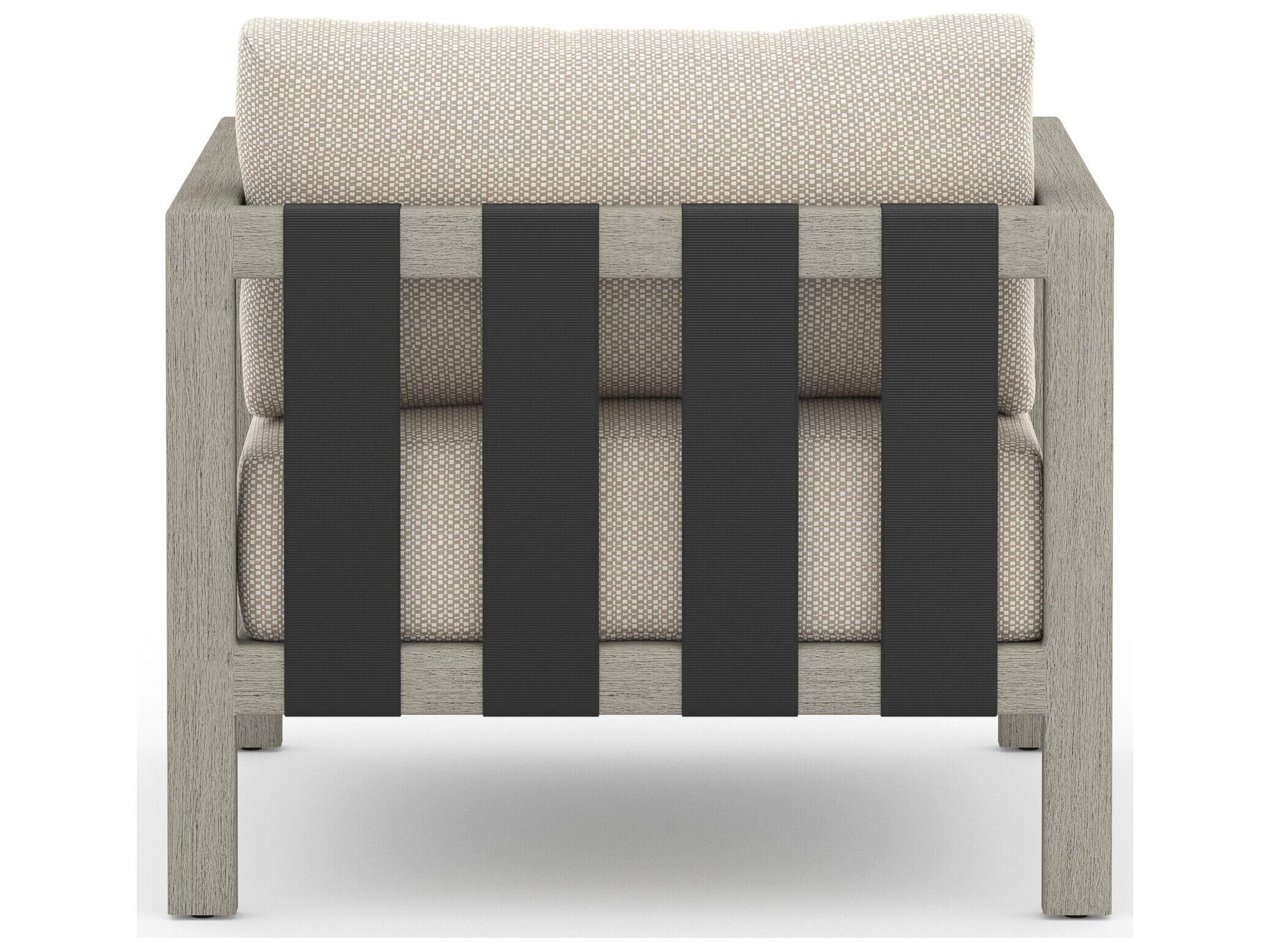 Four Hands Outdoor Solano Sonoma Weathered Grey Teak Cushion Lounge Chair in Faye Sand