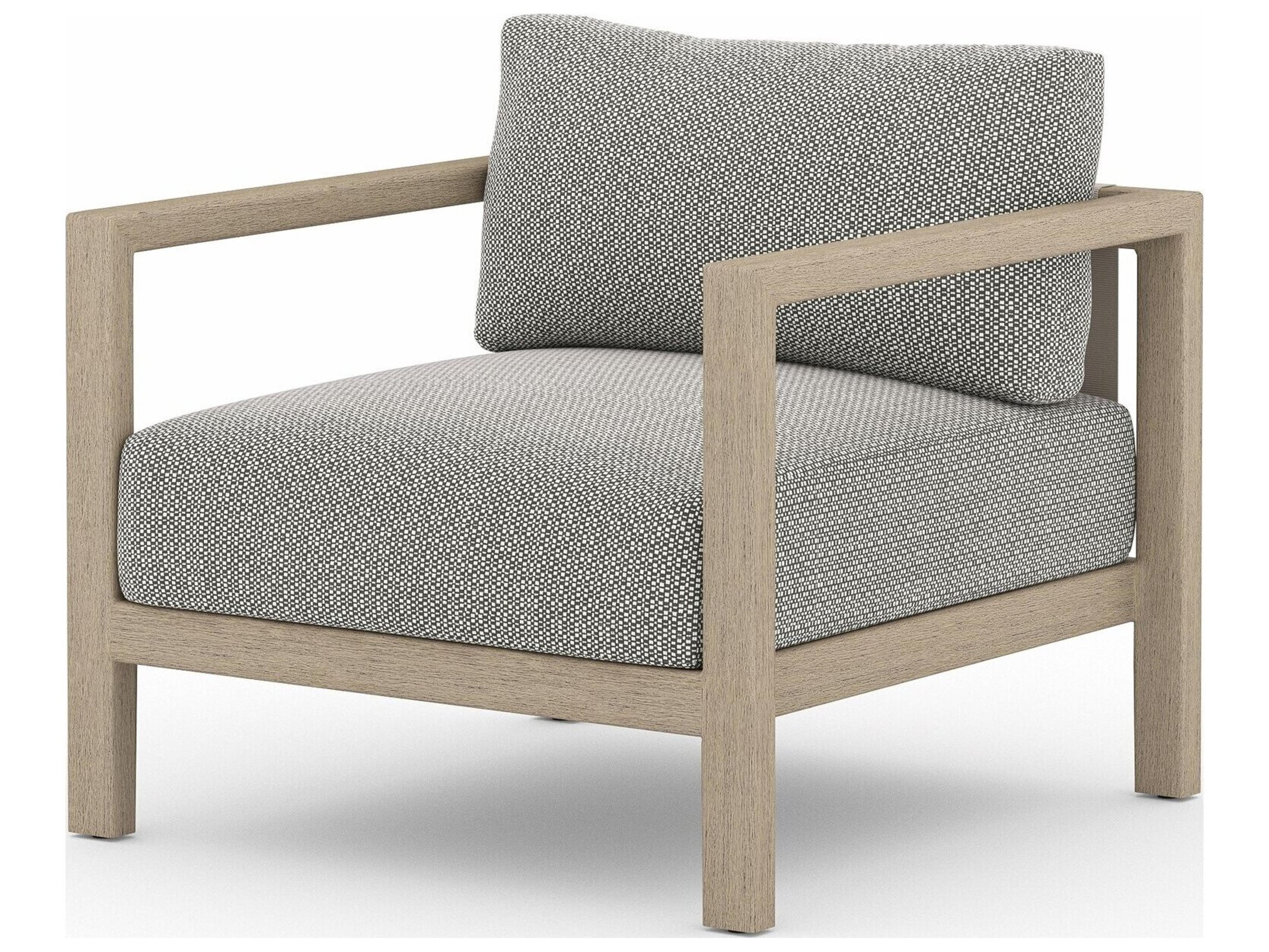 Luxecor Globetrotter Outdoor Sonoma Washed Brown Teak Cushion Lounge Chair in Faye Ash