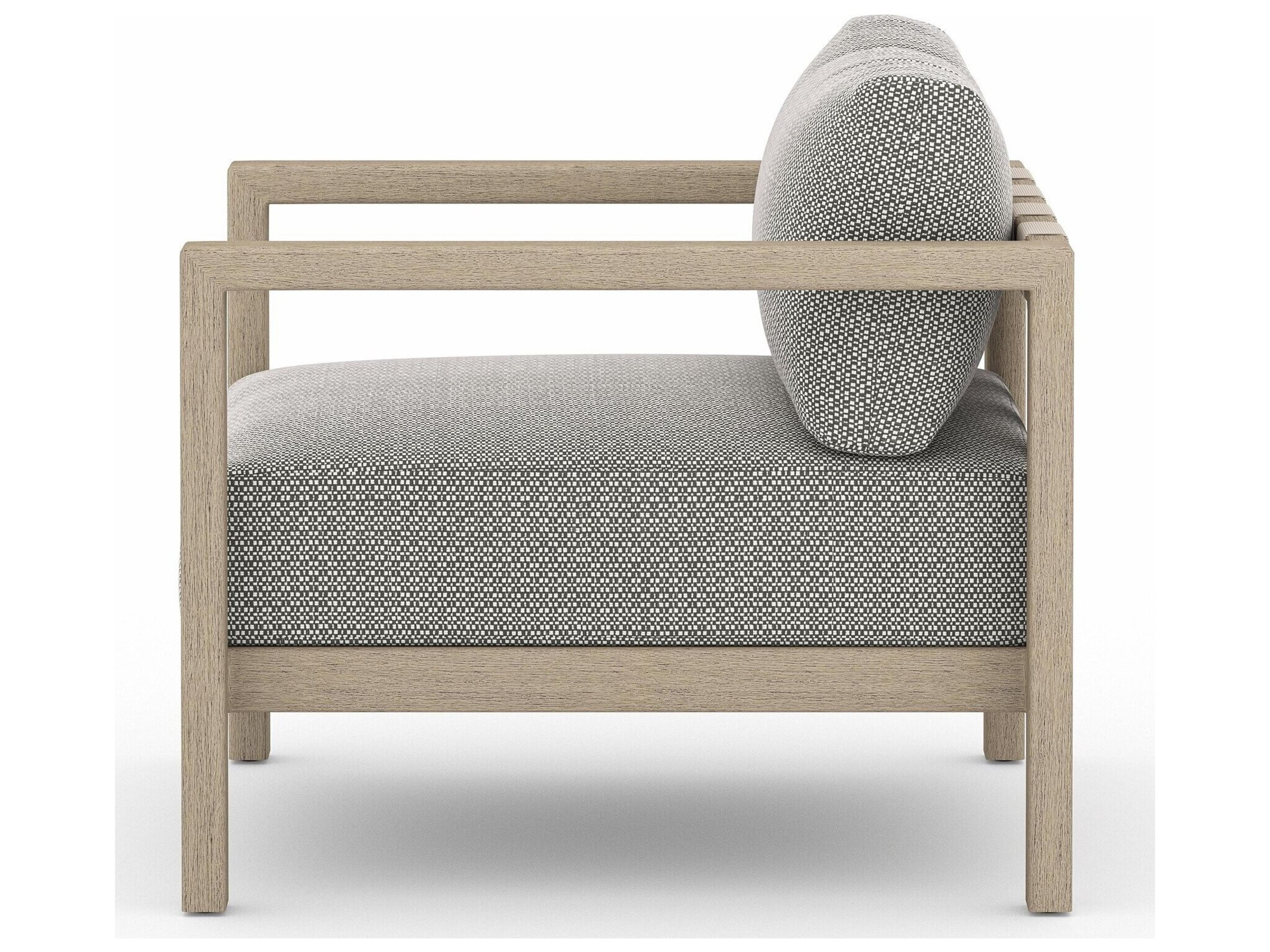 Luxecor Globetrotter Outdoor Sonoma Washed Brown Teak Cushion Lounge Chair in Faye Ash