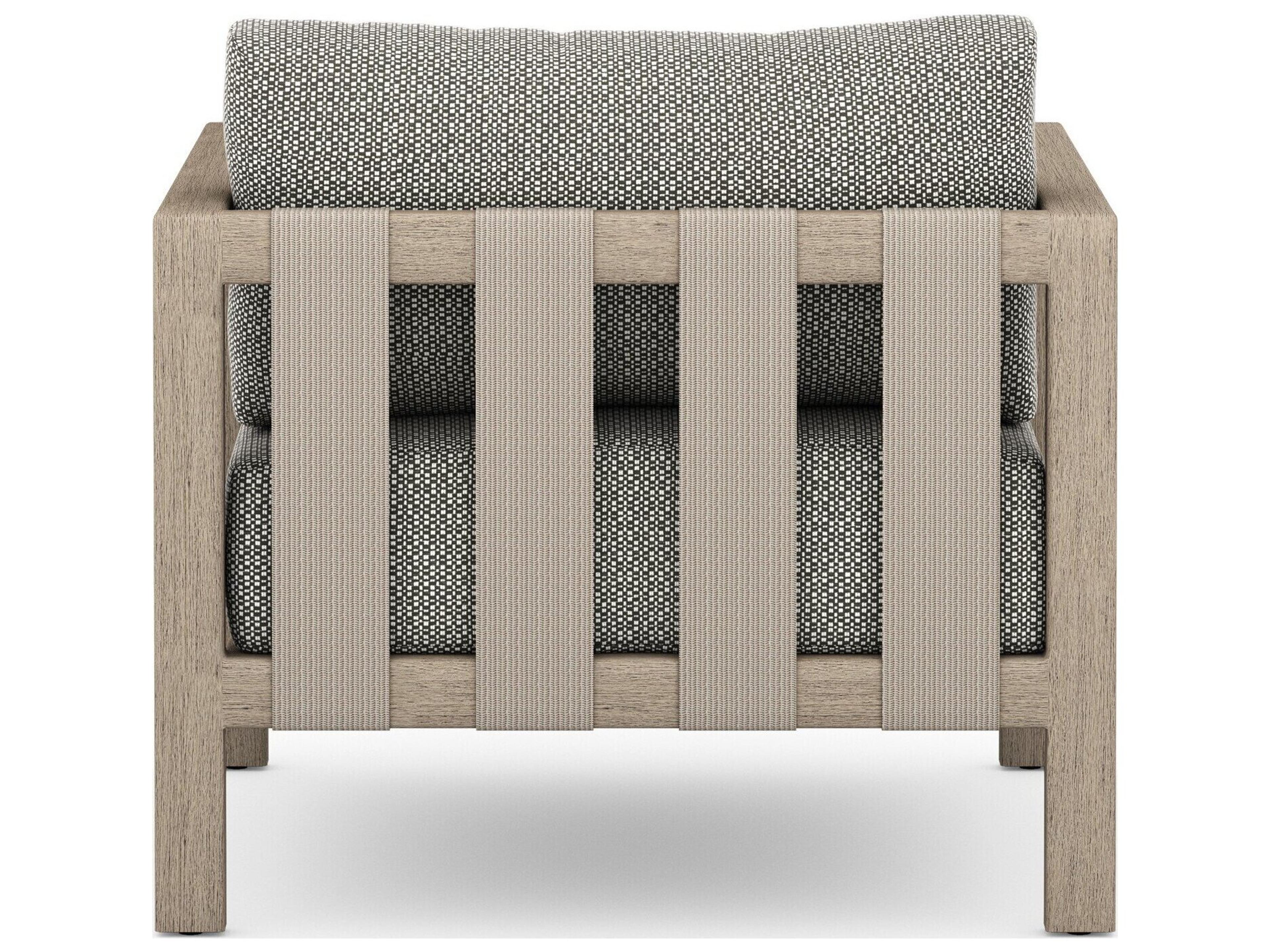 Luxecor Globetrotter Outdoor Sonoma Washed Brown Teak Cushion Lounge Chair in Faye Ash