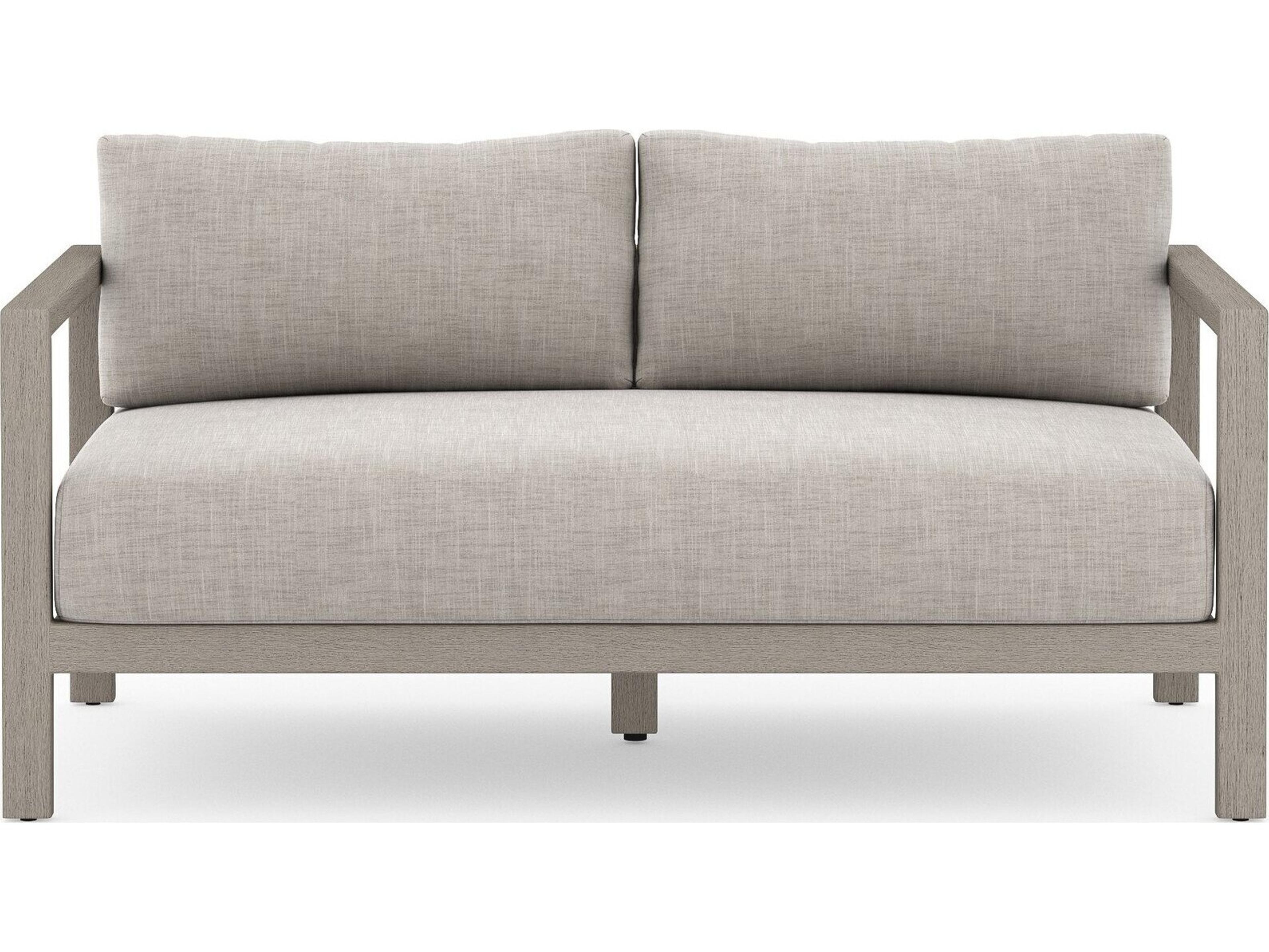 Globetrotter Outdoor Sonoma Weathered Grey Teak Cushion 60" Sofa in Stone