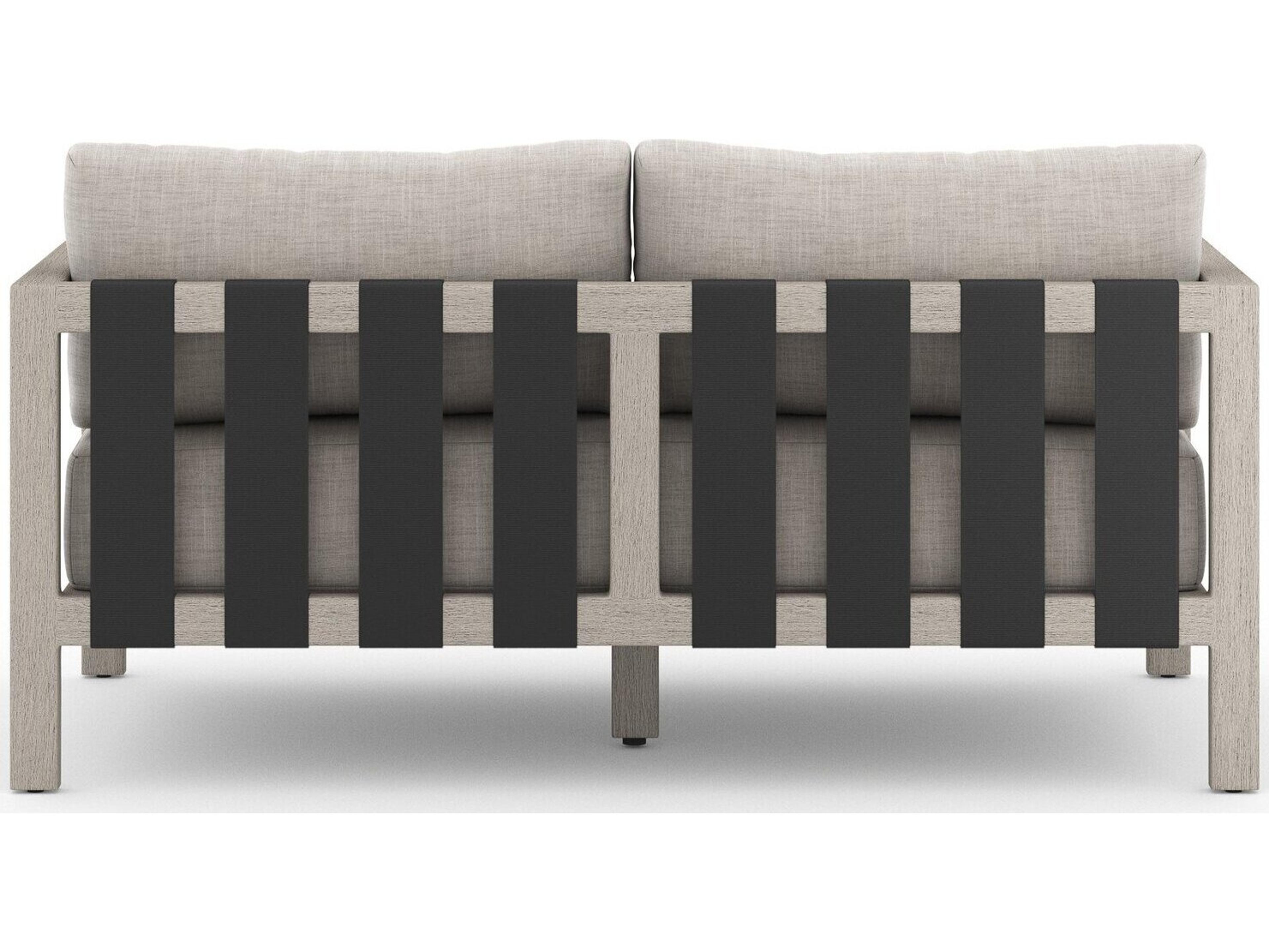Luxecor Globetrotter Outdoor Sonoma Weathered Grey Teak Cushion 60" Sofa in Stone