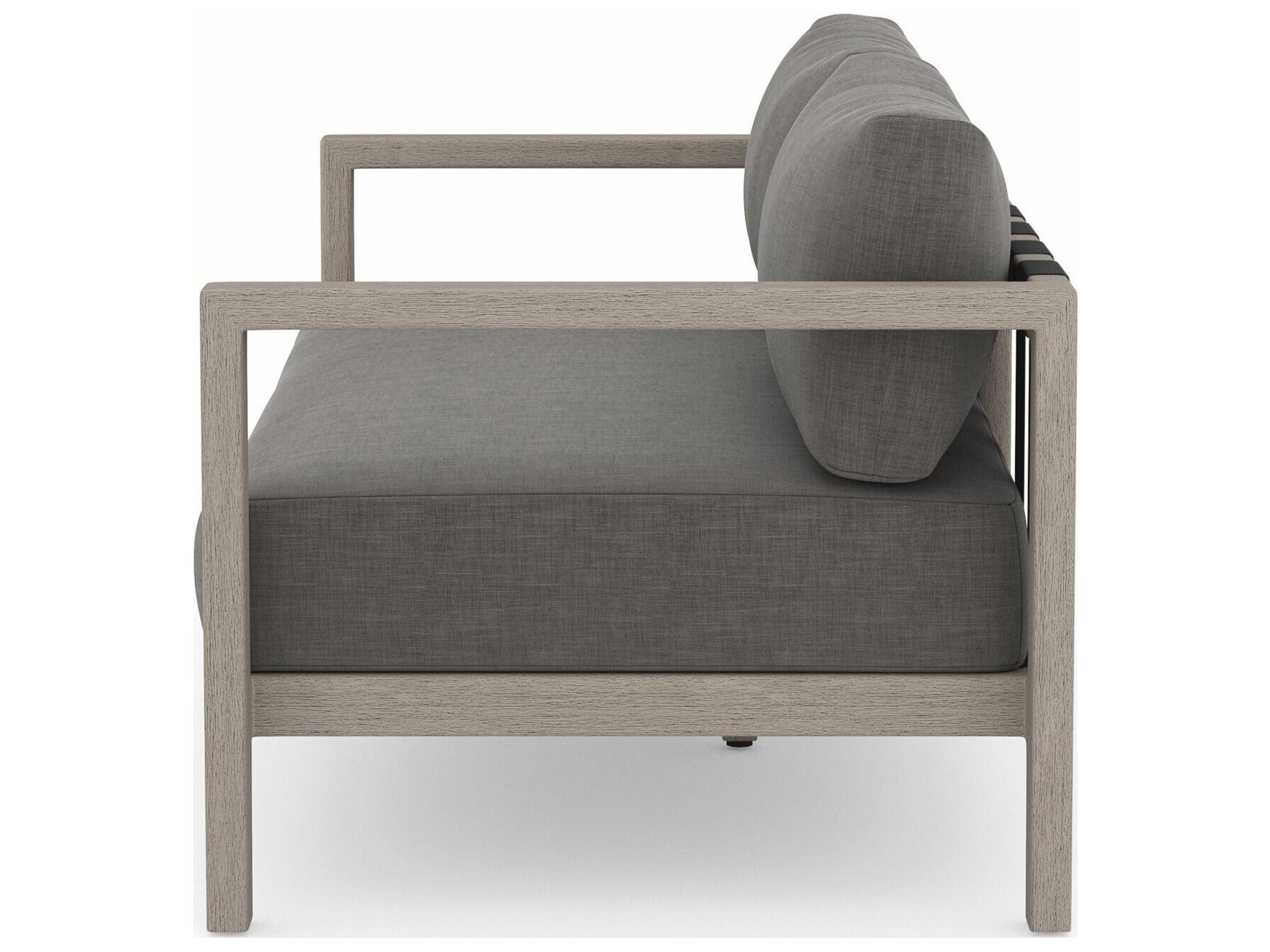 Luxecor Globetrotter Outdoor Charcoal Weathered Grey Dark Strap Teak Cushion Loveseat