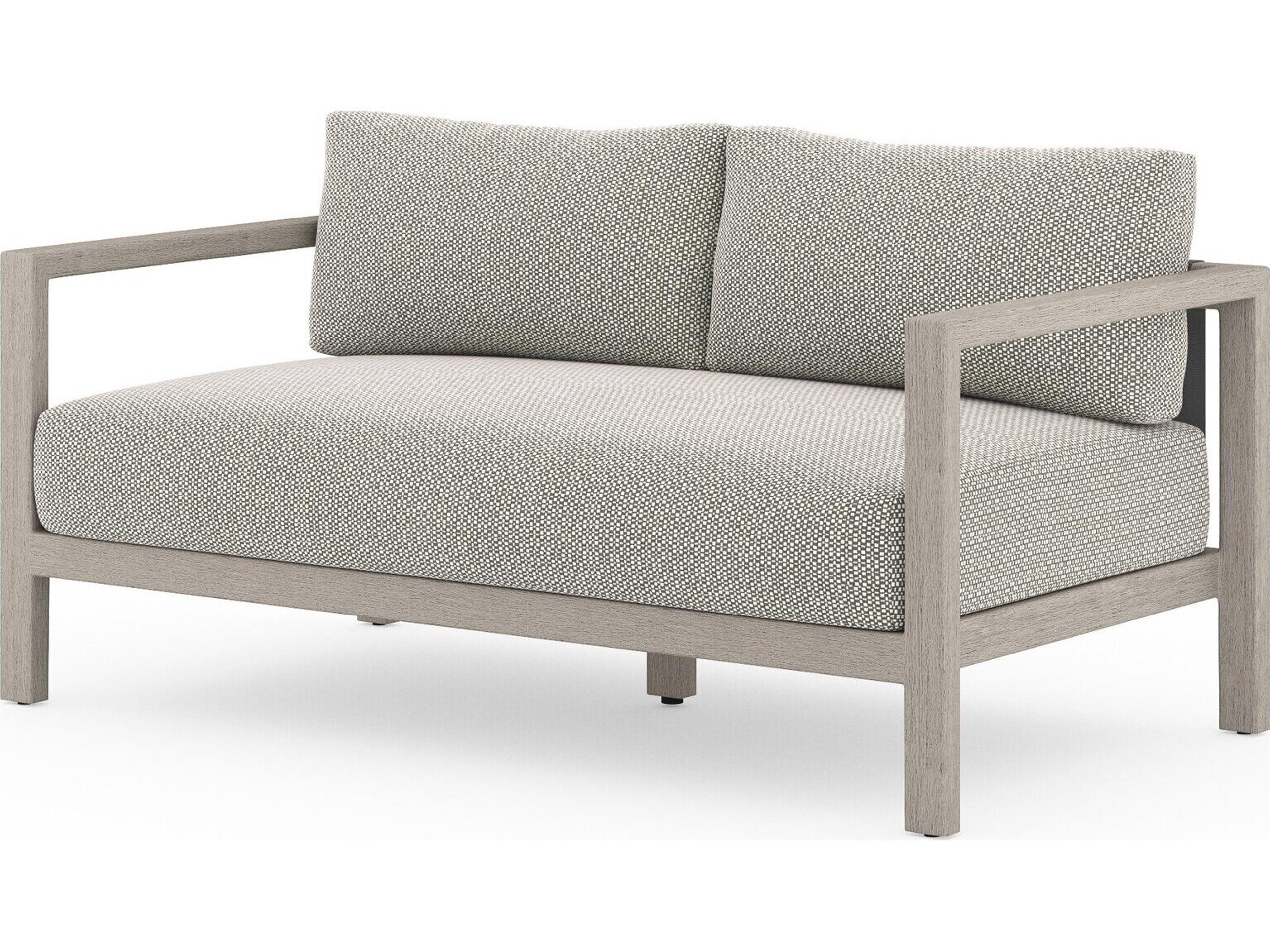 Luxecor Globetrotter Outdoor Sonoma Weathered Grey Teak Cushion 60" Sofa in Faye Ash