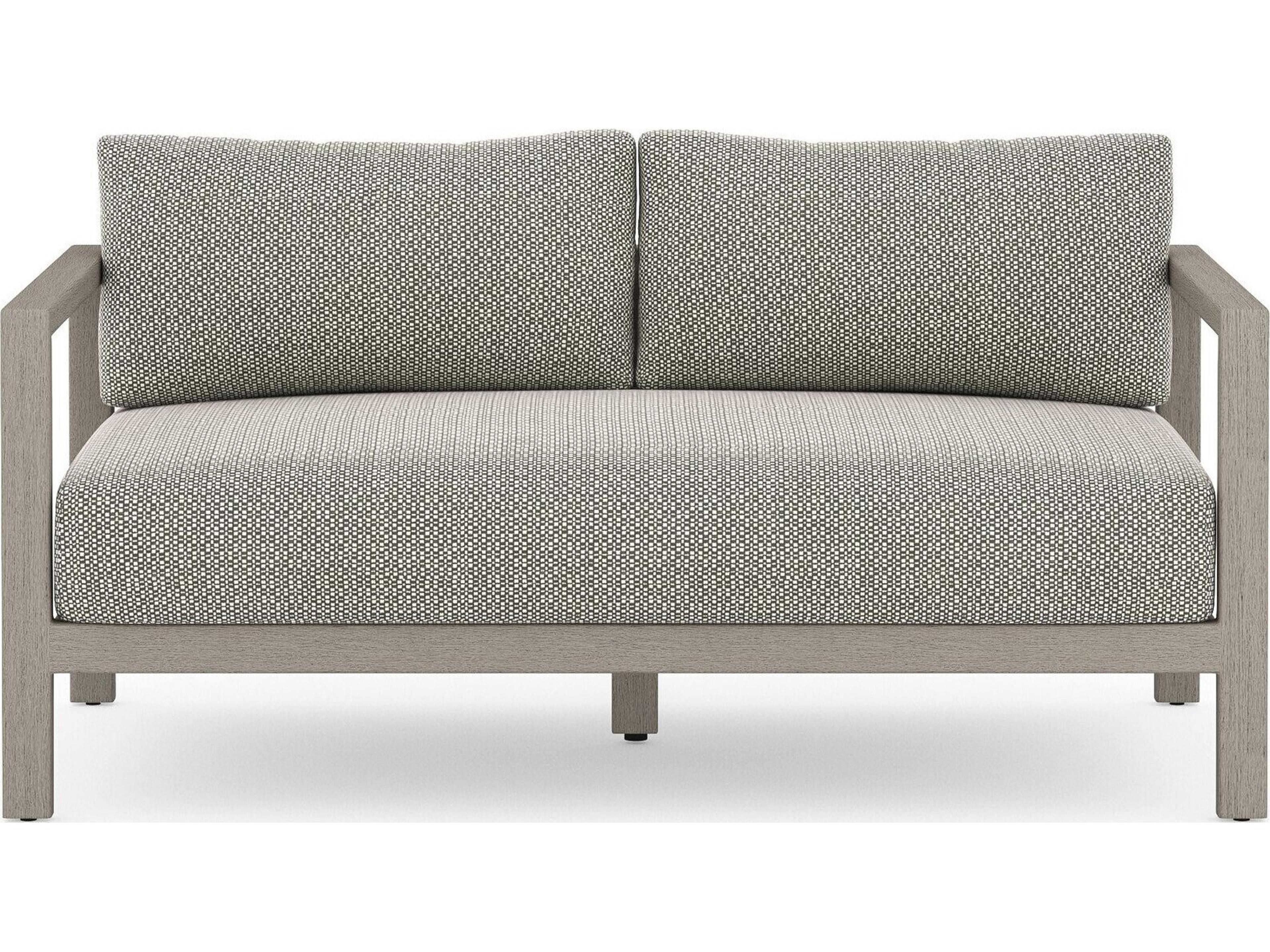 Globetrotter Outdoor Sonoma Weathered Grey Teak Cushion 60" Sofa in Faye Ash