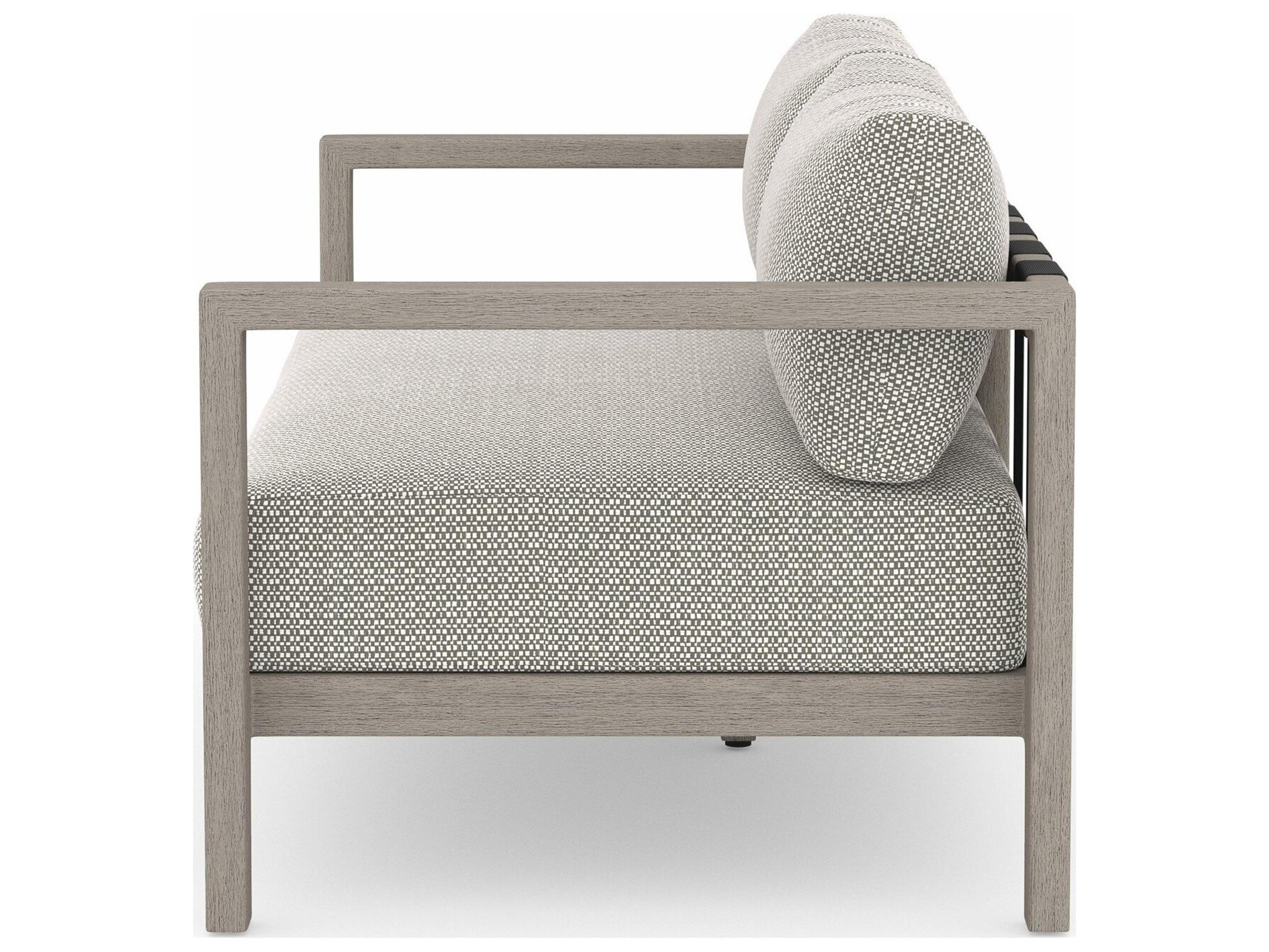 Luxecor Globetrotter Outdoor Sonoma Weathered Grey Teak Cushion 60" Sofa in Faye Ash