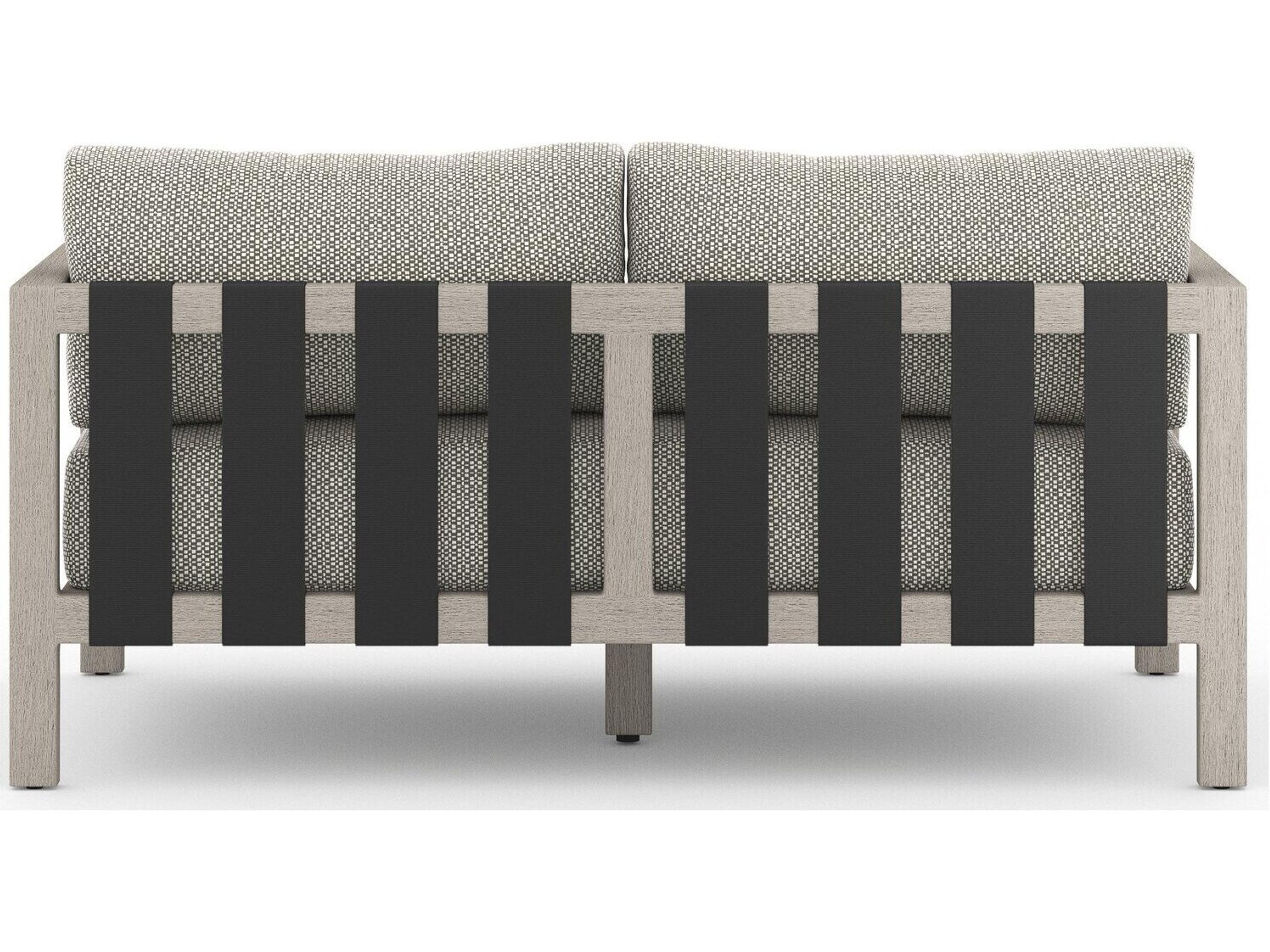 Luxecor Globetrotter Outdoor Sonoma Weathered Grey Teak Cushion 60" Sofa in Faye Ash