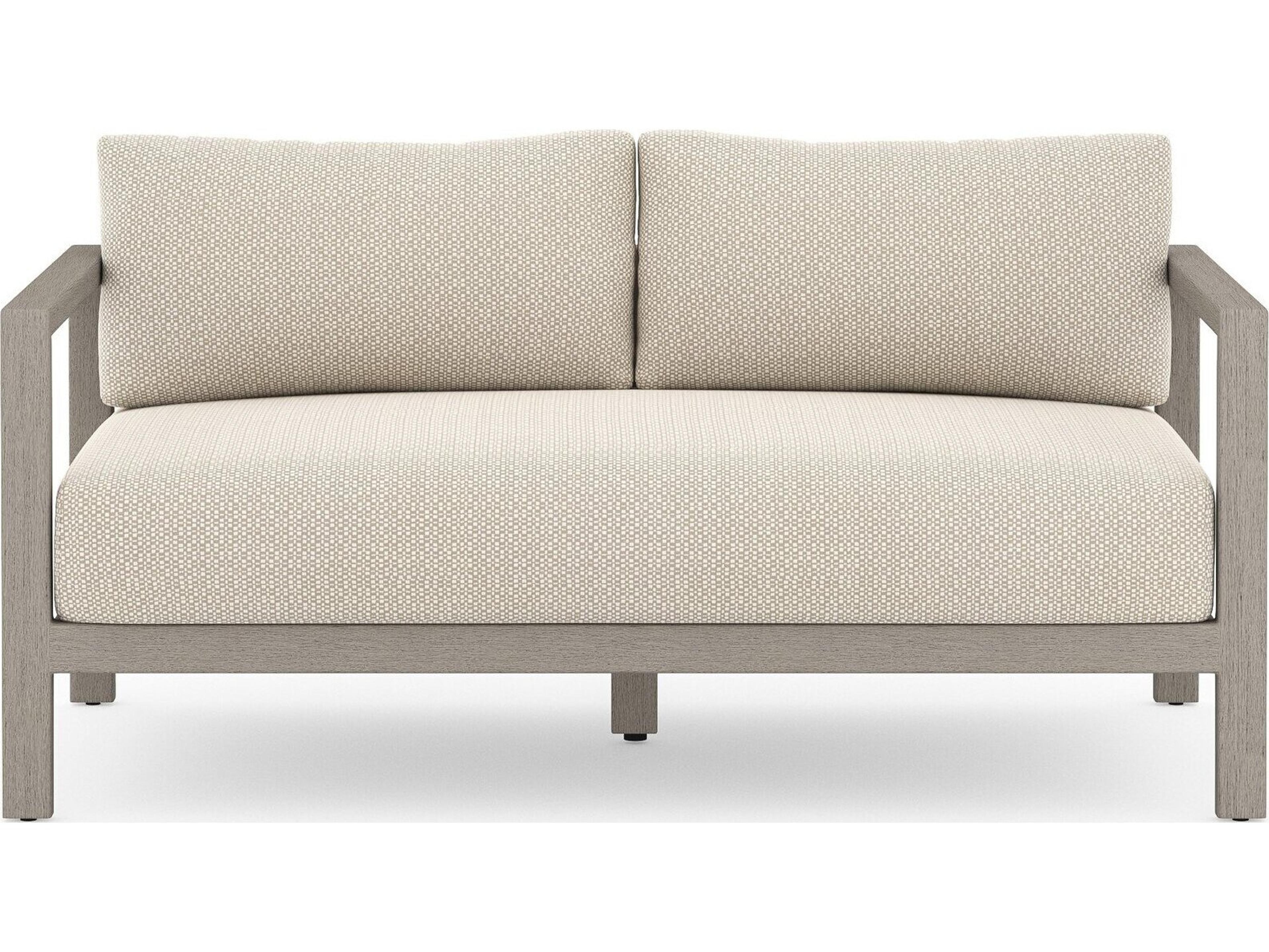 Globetrotter Outdoor Sonoma Weathered Grey Teak Cushion 60" Sofa in Faye Sand