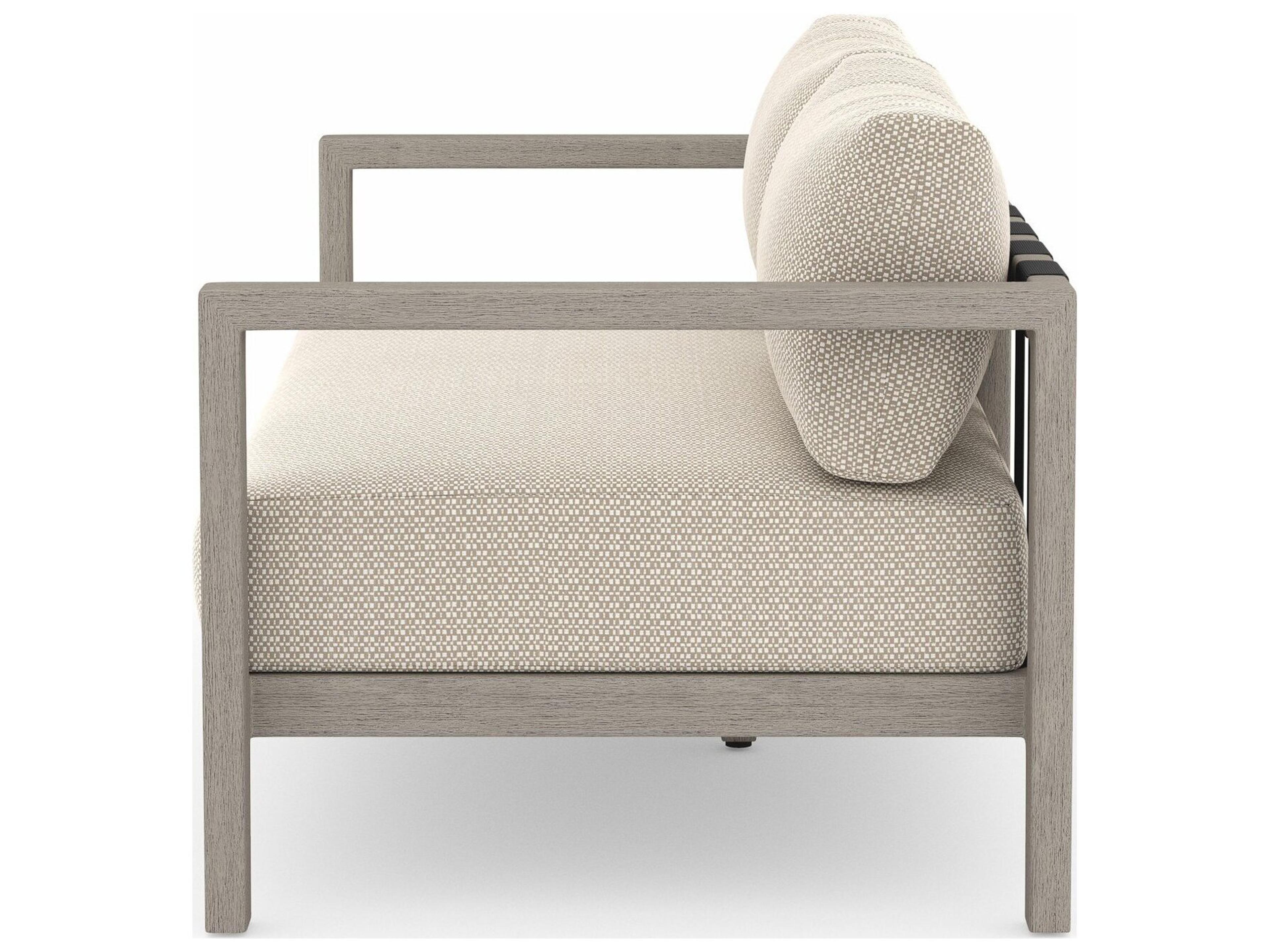 Luxecor Globetrotter Outdoor Sonoma Weathered Grey Teak Cushion 60" Sofa in Faye Sand