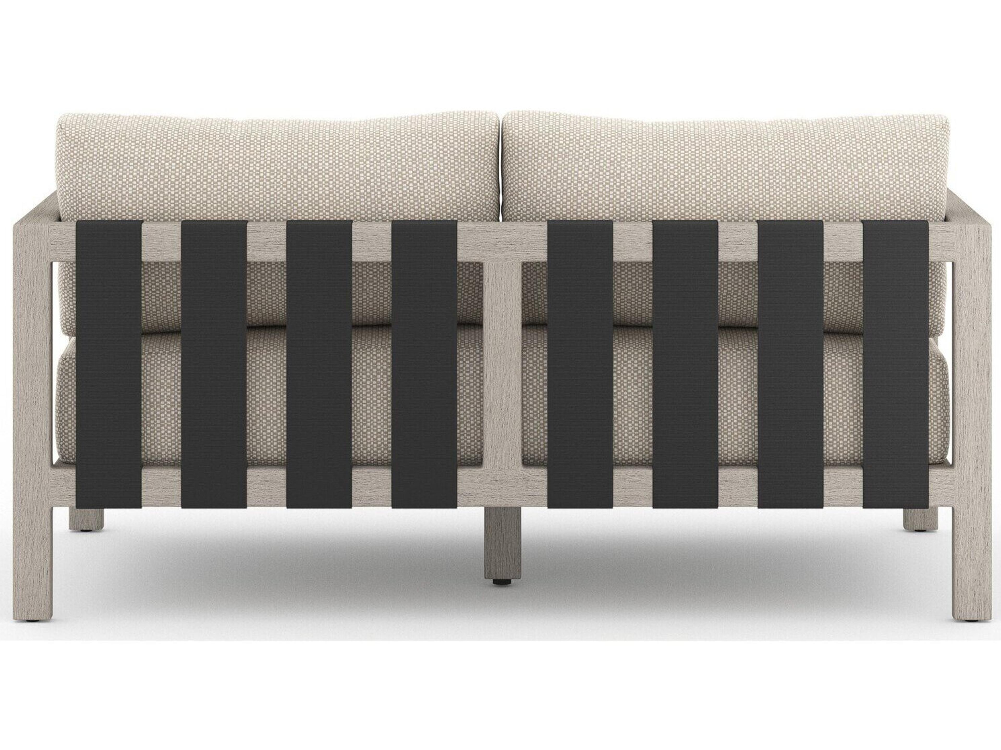 Luxecor Globetrotter Outdoor Sonoma Weathered Grey Teak Cushion 60" Sofa in Faye Sand